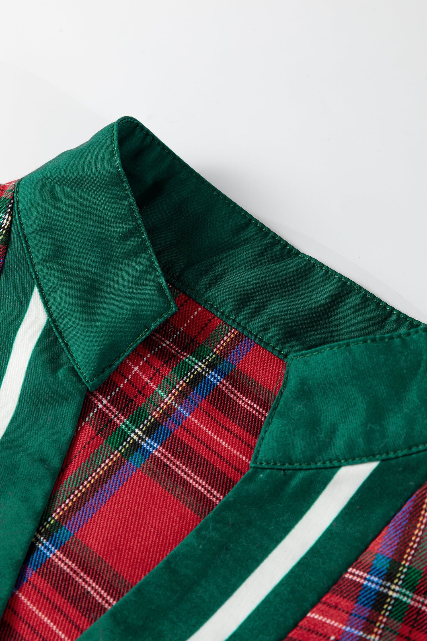 Red Plaid Print Contrast Trim V Neck Short Sleeve Blouse-Tops/Blouses & Shirts-[Adult]-[Female]-2022 Online Blue Zone Planet