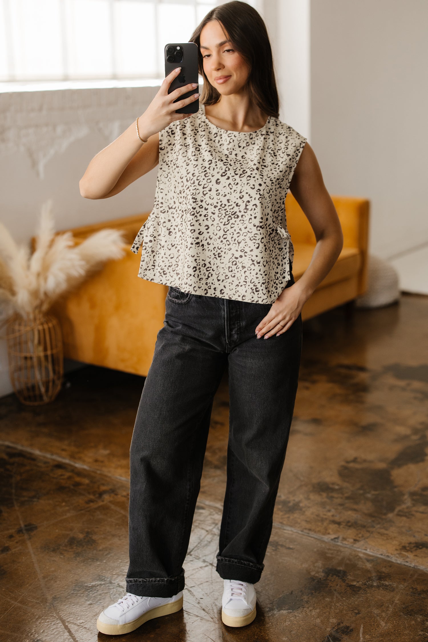 Apricot Knot Side Leopard Print Vest-Outerwear/Vests-[Adult]-[Female]-2022 Online Blue Zone Planet