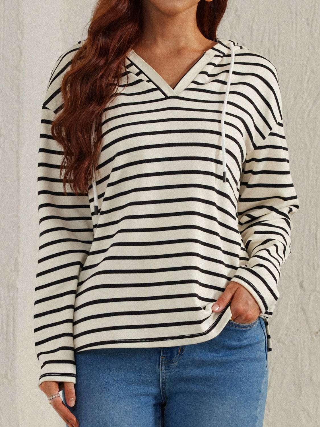 Drawstring Striped Long Sleeve Hoodie-HOODIES-[Adult]-[Female]-Stripe-S-2022 Online Blue Zone Planet