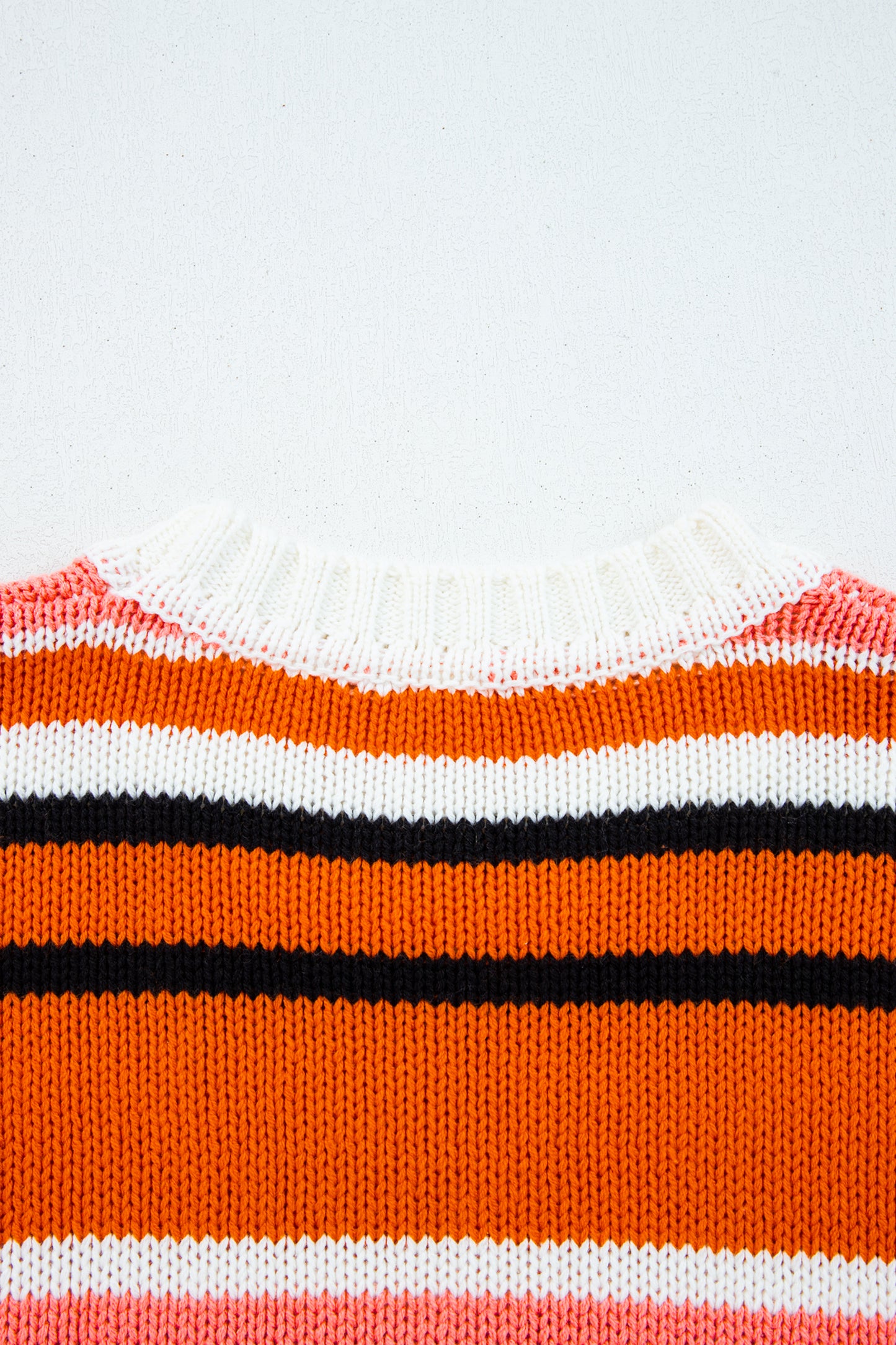 Orange Stripe Drop Shoulder Cropped Pullover Sweater-TOPS / DRESSES-[Adult]-[Female]-2022 Online Blue Zone Planet