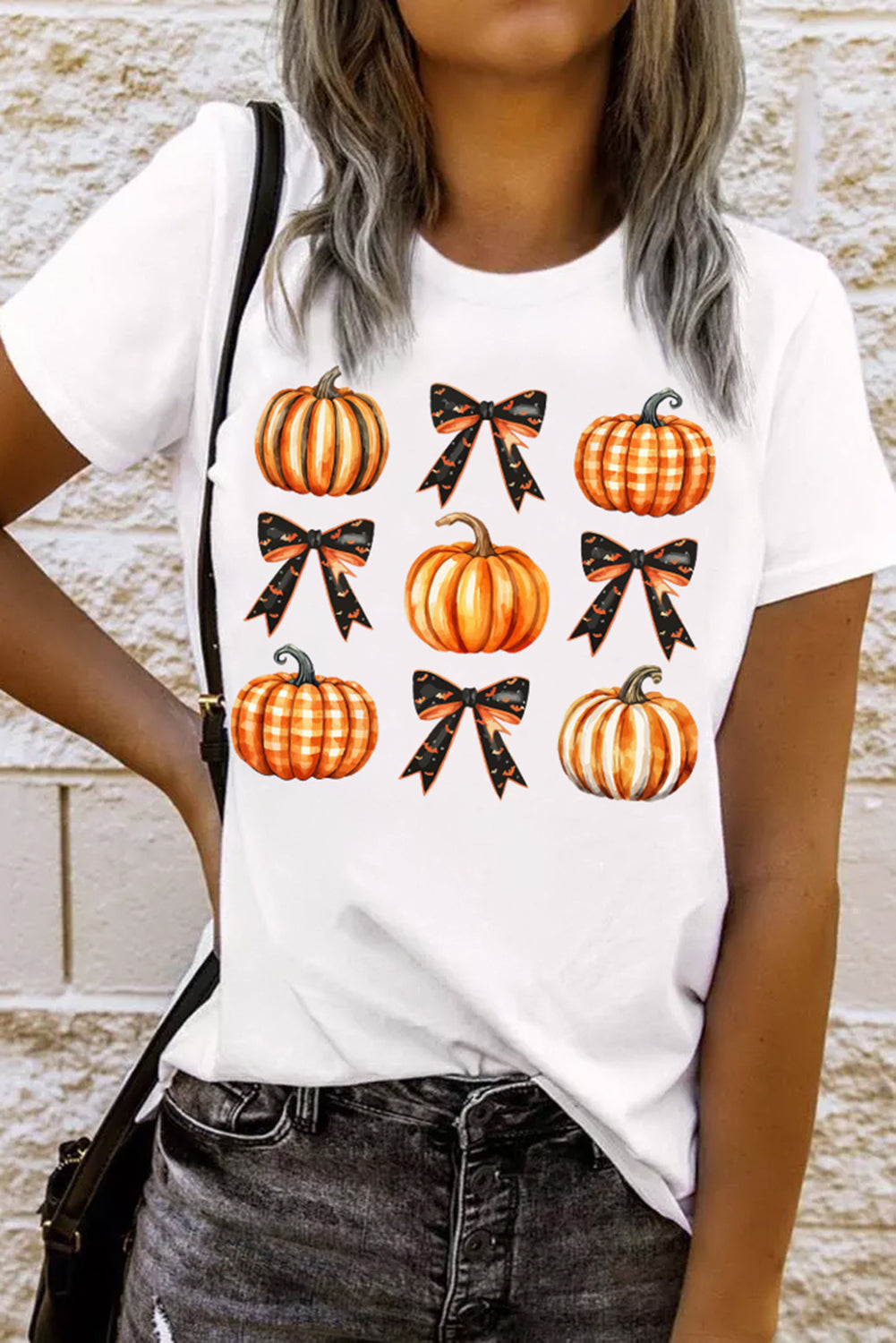 Blue Zone Planet | Pumpkin Round Neck Short Sleeve T-Shirt-TOPS / DRESSES-[Adult]-[Female]-White-S-2022 Online Blue Zone Planet