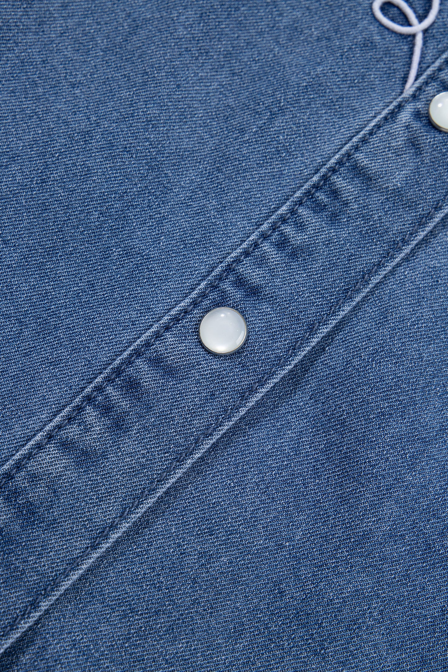 Dusk Blue Western Embroidered Collar Long Sleeve Denim Shirt-Tops/Blouses & Shirts-[Adult]-[Female]-2022 Online Blue Zone Planet