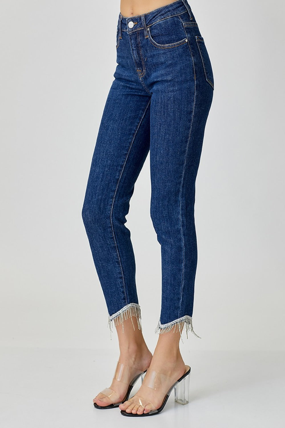 RISEN Full Size Embellished Mid Rise Crop Skinny Jeans-BOTTOMS SIZES SMALL MEDIUM LARGE-[Adult]-[Female]-2022 Online Blue Zone Planet