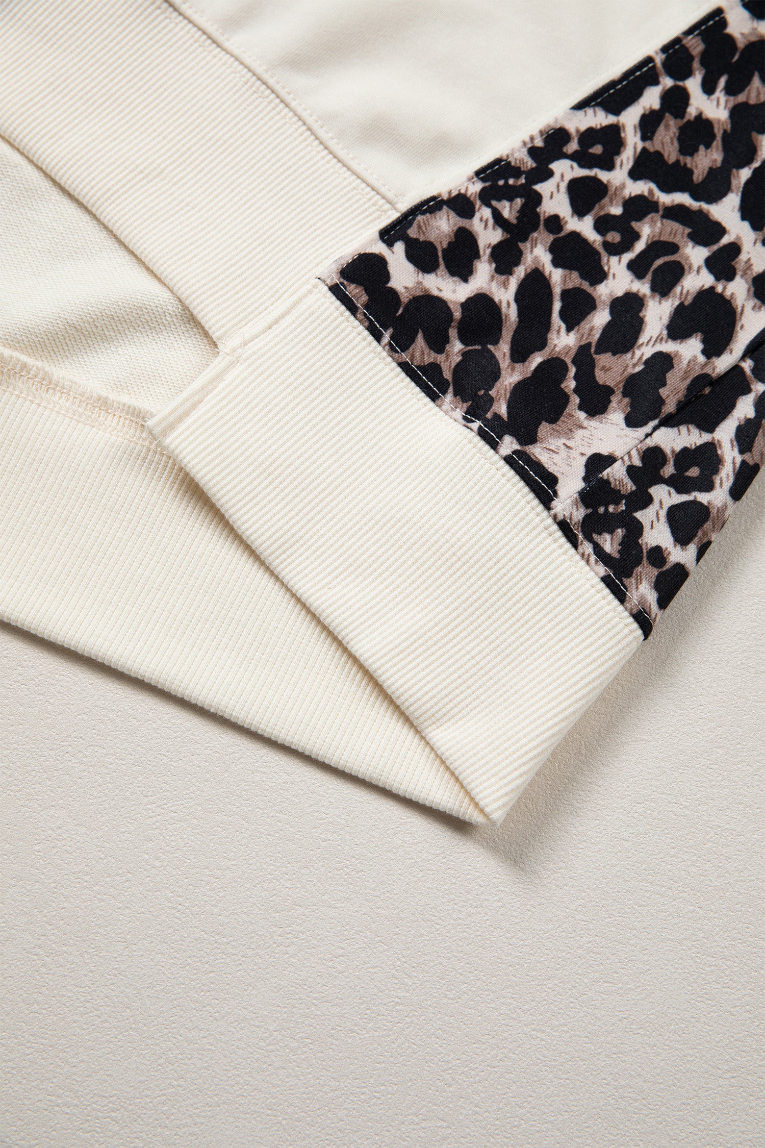 Beige Leopard Block Patchwork Uneven Hem Short Sleeve Top-Tops/Tops & Tees-[Adult]-[Female]-2022 Online Blue Zone Planet