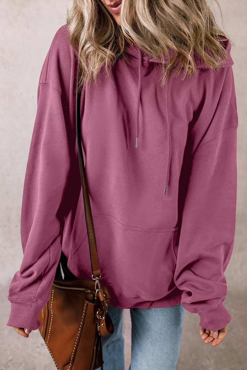 Drawstring Dropped Shoulder Long Sleeve Hoodie-TOPS / DRESSES-[Adult]-[Female]-Moonlit Mauve-S-2022 Online Blue Zone Planet