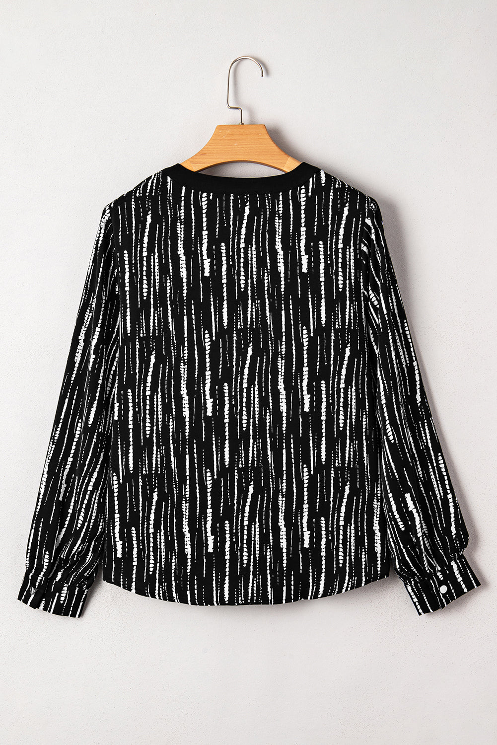 Black Abstract Printed V Neck Fall Blouse-Tops/Blouses & Shirts-[Adult]-[Female]-2022 Online Blue Zone Planet