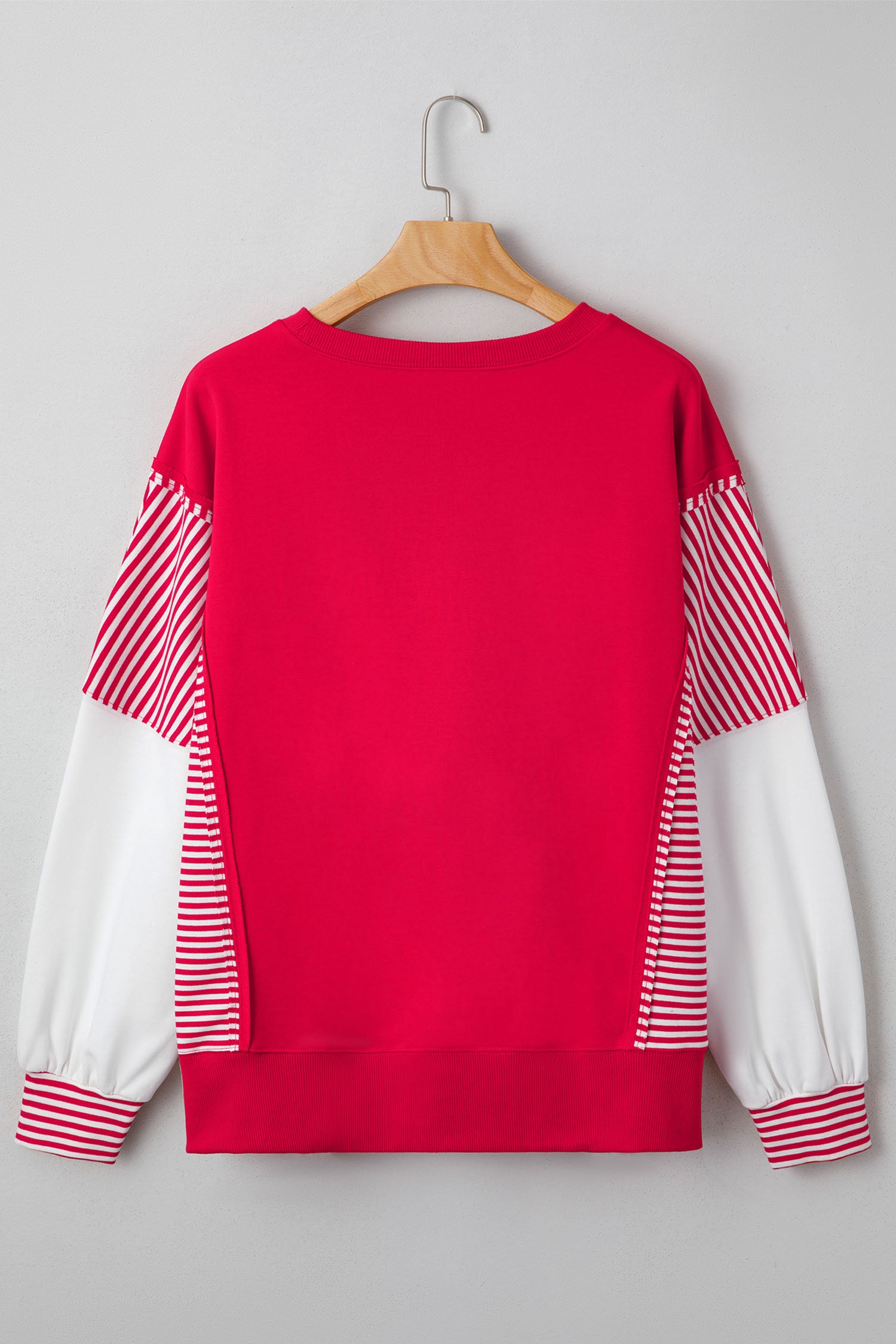 Fiery Red Valentines Day Slogan Sequin Heart Graphic Striped Color Block Patchwork Sweatshirt-Graphic Sweatshirts-[Adult]-[Female]-2022 Online Blue Zone Planet
