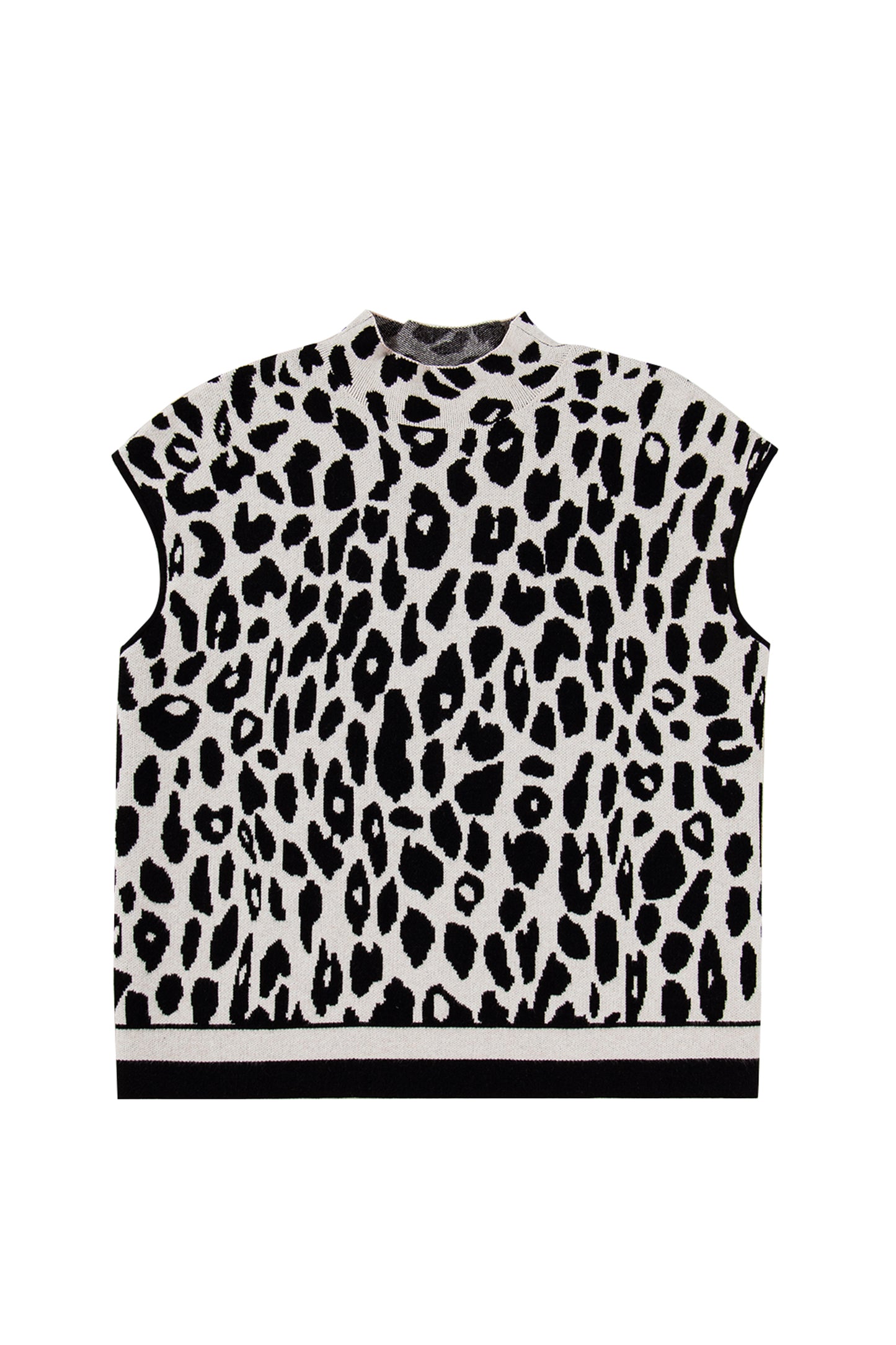 Black Plus Size Leopard Print High Neck Short Sleeve Sweater-TOPS / DRESSES-[Adult]-[Female]-2022 Online Blue Zone Planet