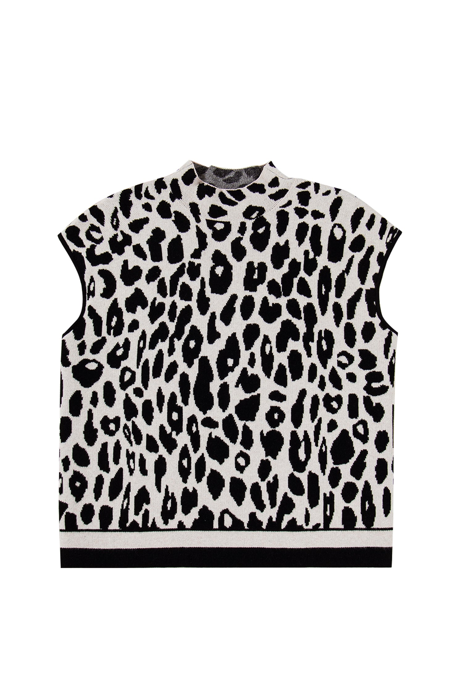Black Plus Size Leopard Print High Neck Short Sleeve Sweater-TOPS / DRESSES-[Adult]-[Female]-2022 Online Blue Zone Planet