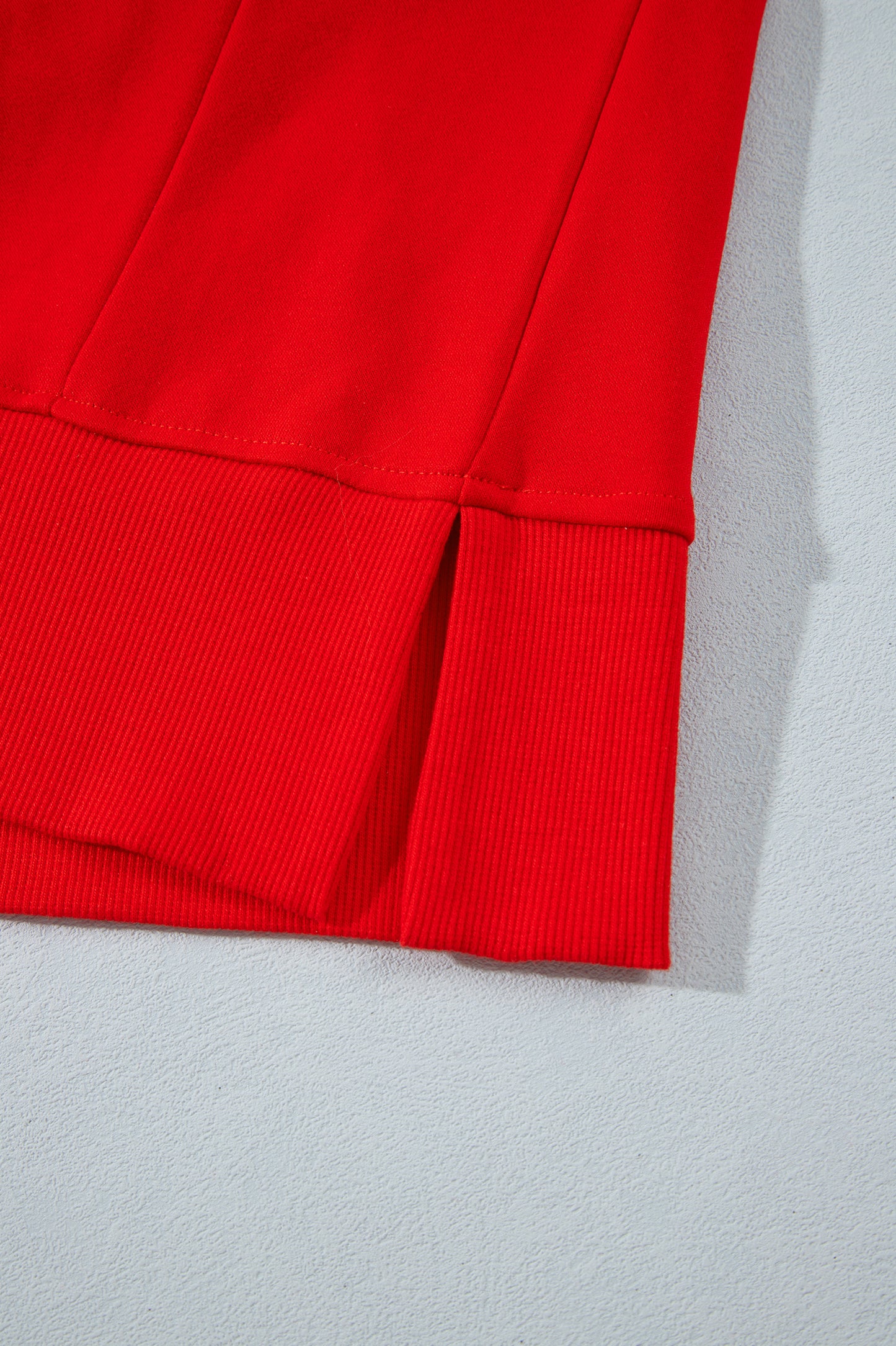 Fiery Red Patch Embroidery Star Colorblock Plus Size Sweatshirt