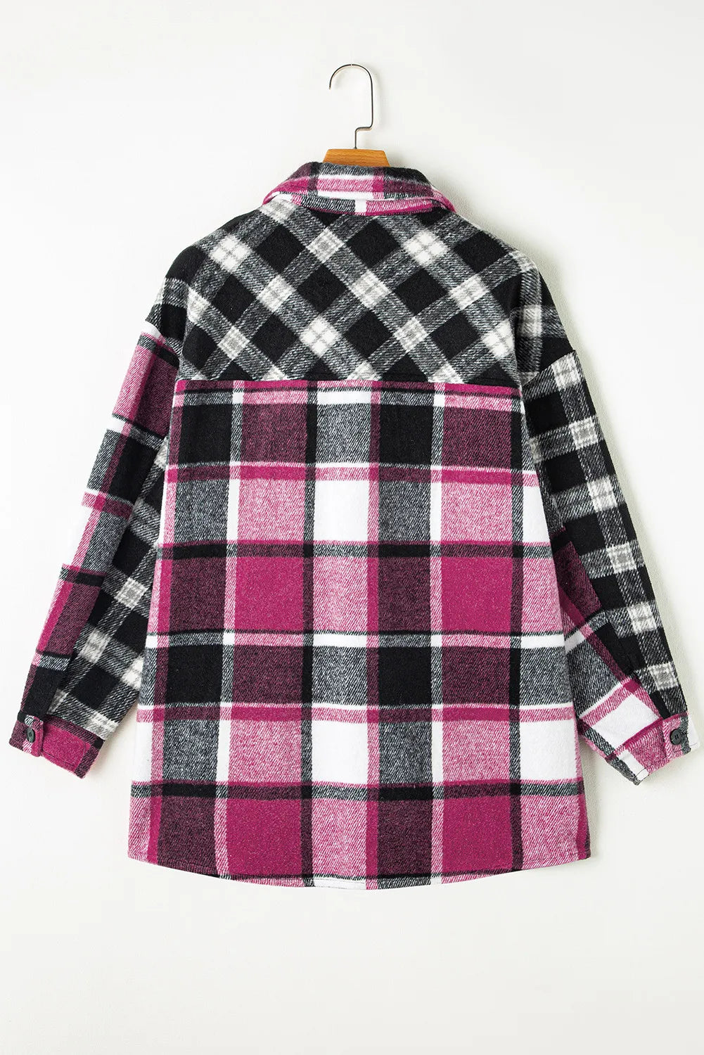 Pocketed Plaid Collared Neck Long Sleeve Shacket-TOPS / DRESSES-[Adult]-[Female]-2022 Online Blue Zone Planet