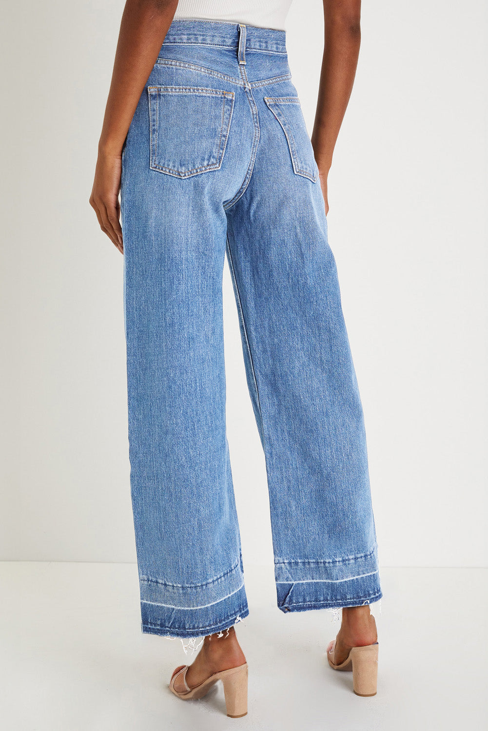 Real Teal Raw Hem Straight Leg Loose High Waist Jeans-Bottoms/Jeans-[Adult]-[Female]-2022 Online Blue Zone Planet