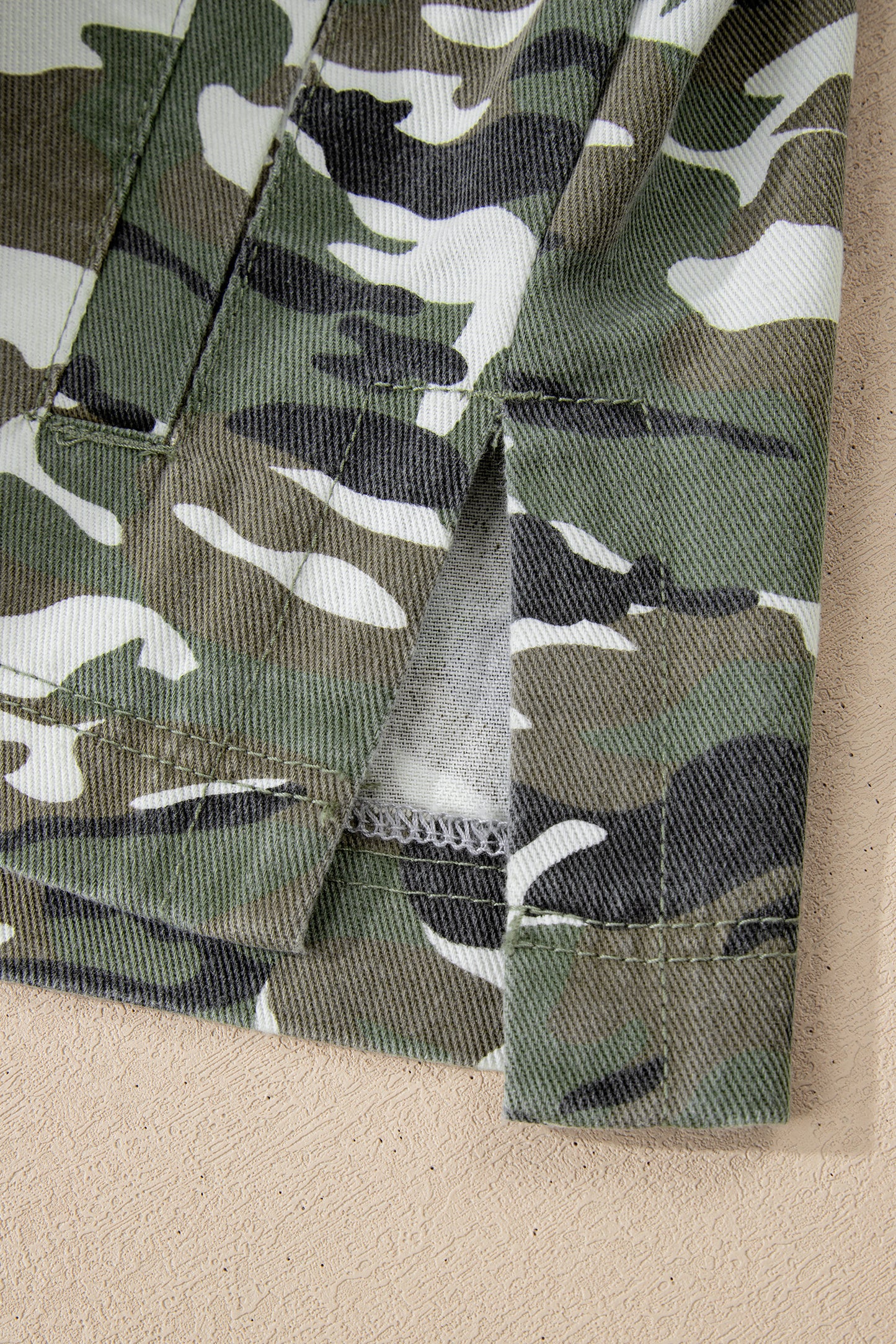 Green Camo Chest Pockets Loose Jean Jacket-TOPS / DRESSES-[Adult]-[Female]-2022 Online Blue Zone Planet