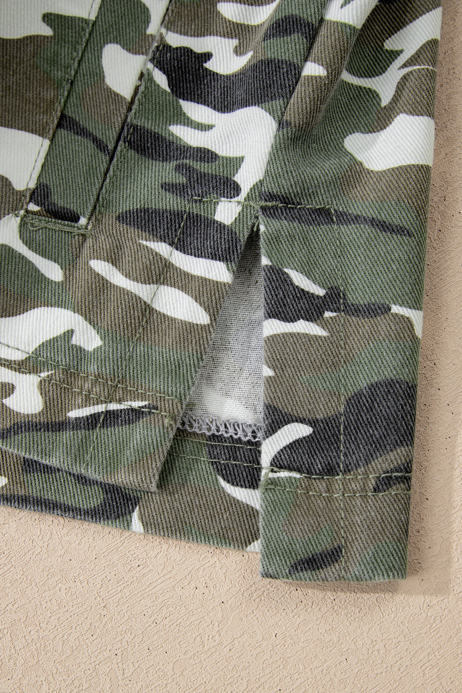 Green Camo Chest Pockets Loose Jean Jacket-TOPS / DRESSES-[Adult]-[Female]-2022 Online Blue Zone Planet