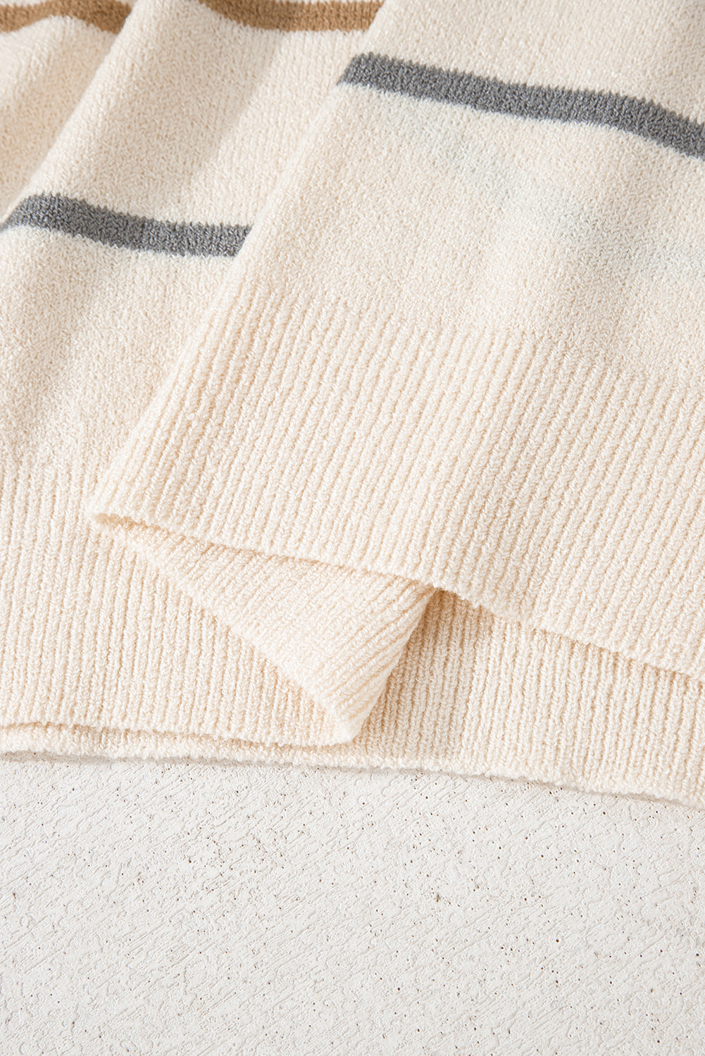 Multicolour Striped Drop Shoulder Plus Sweater-Plus Size/Plus Size Sweaters & Cardigans-[Adult]-[Female]-2022 Online Blue Zone Planet