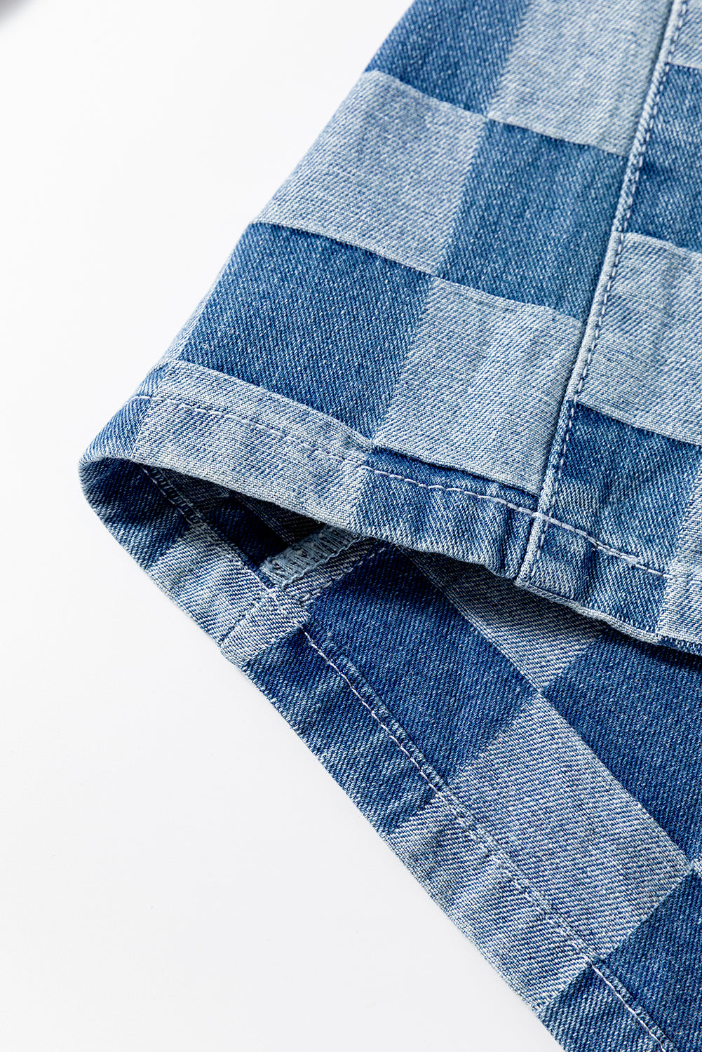 Blue Zone Planet | Dusk Blue Plus Size Checkered Seamed High Waist Wide Leg Jeans-Plus Size/Plus Size Bottoms-[Adult]-[Female]-2022 Online Blue Zone Planet