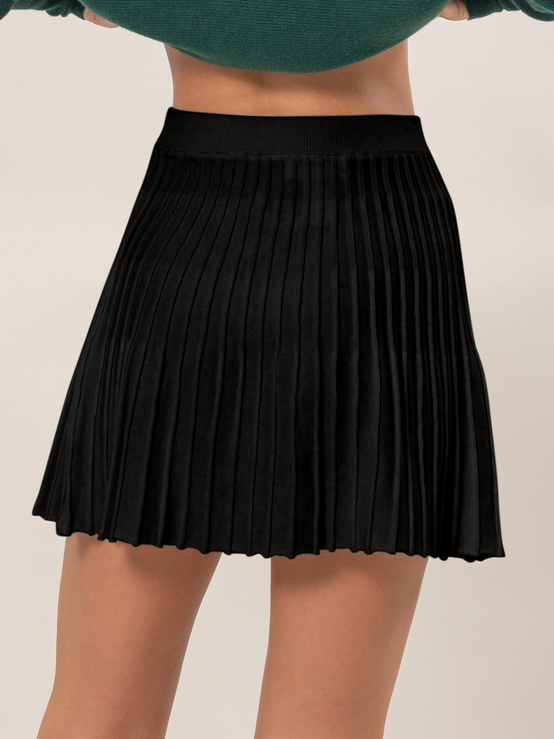 Blue Zone Planet | HYFVE High Waist Knit Pleated Flare Mini Skirt-BOTTOMS SIZES SMALL MEDIUM LARGE-[Adult]-[Female]-2022 Online Blue Zone Planet