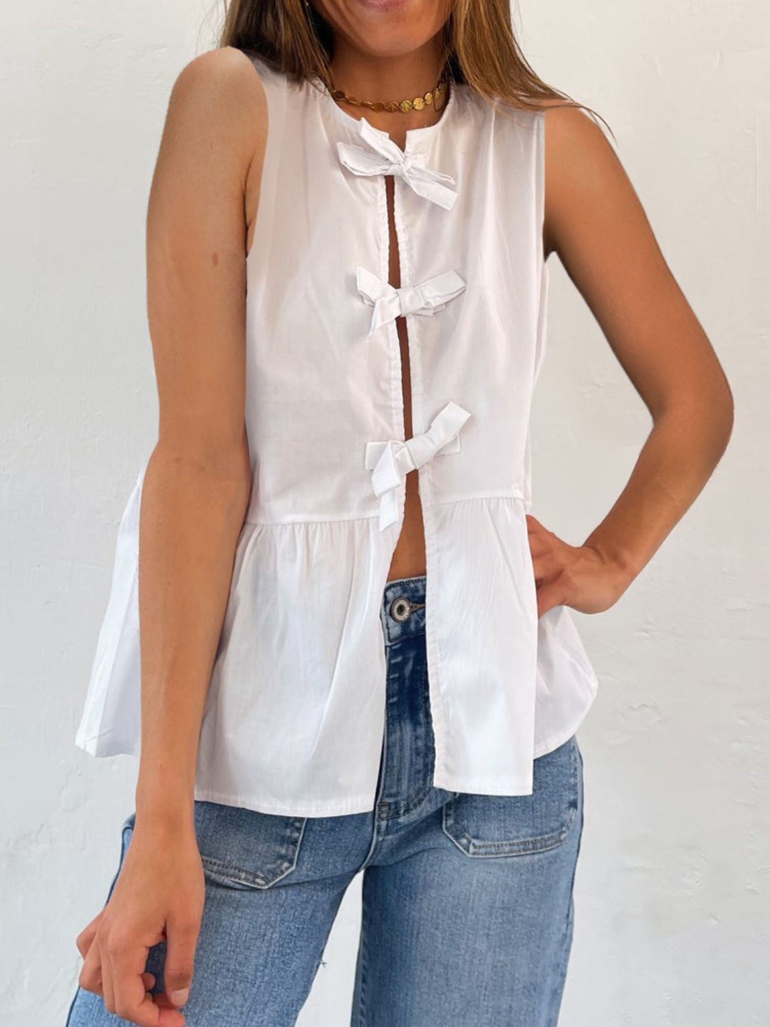 Tied Striped Round Neck Tank-TOPS / DRESSES-[Adult]-[Female]-2022 Online Blue Zone Planet