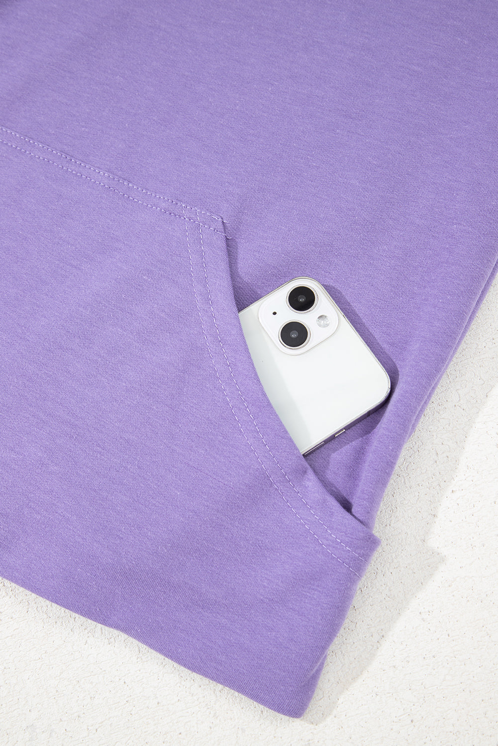 Purple Short Sleeve Buttoned Neck Kangaroo Pocket Hoodie-Tops / Dresses-[Adult]-[Female]-2022 Online Blue Zone Planet