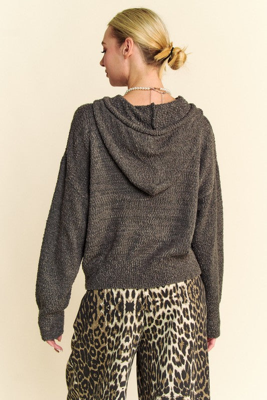 Davi & Dani Drop Shoulder Long Sleeve Hooded Sweater-TOPS / DRESSES-[Adult]-[Female]-2022 Online Blue Zone Planet