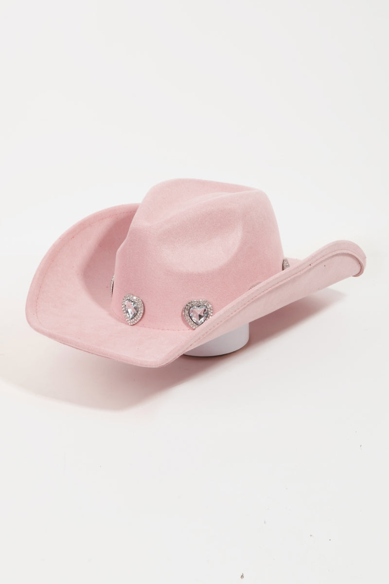 Fame Rhinestone Pave Heart Cowboy Hat-HATS-[Adult]-[Female]-Pk-One Size-2022 Online Blue Zone Planet