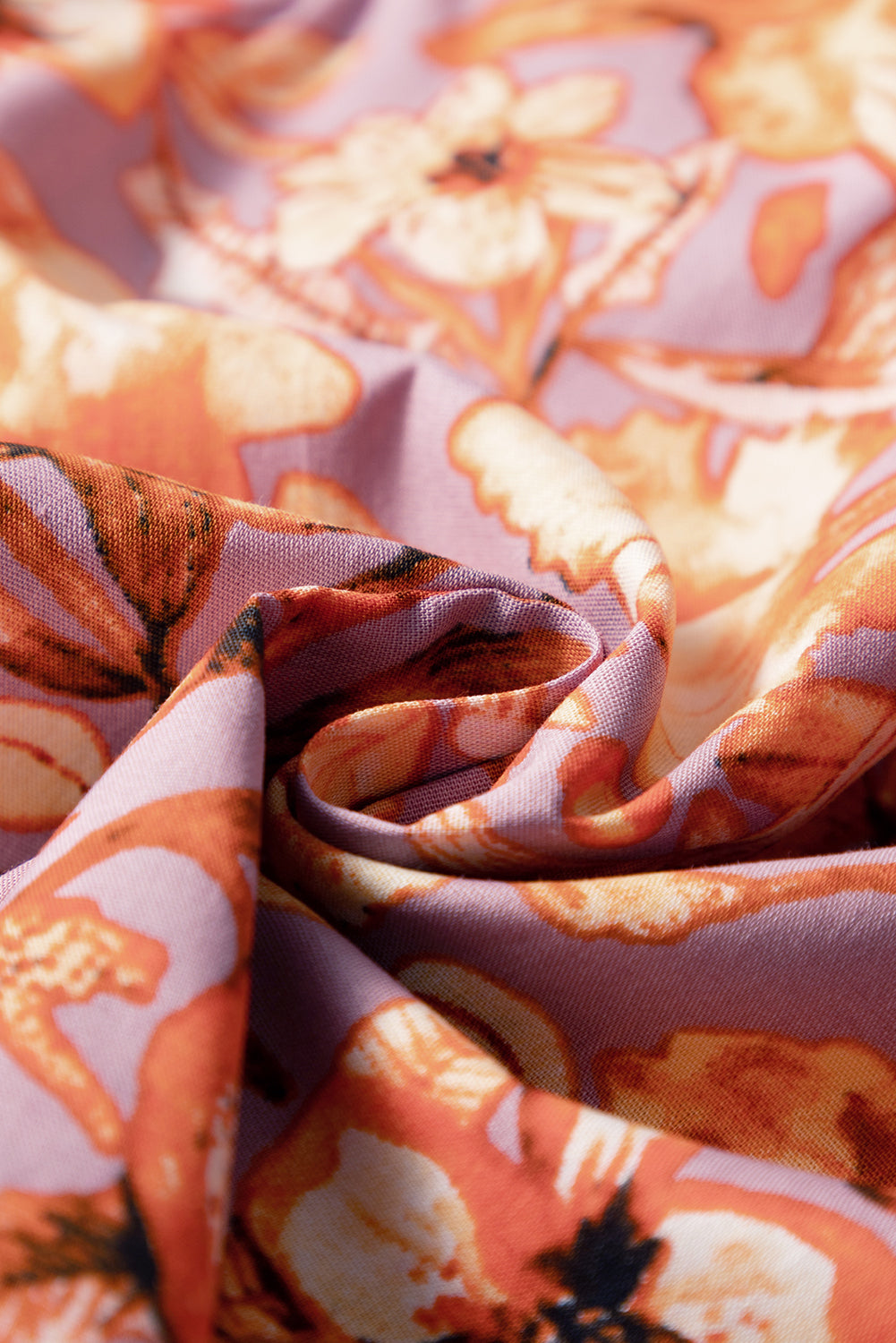Orange Floral Print Ruffled Flutter Sleeve Frilled V Neck Blouse-Tops/Blouses & Shirts-[Adult]-[Female]-2022 Online Blue Zone Planet