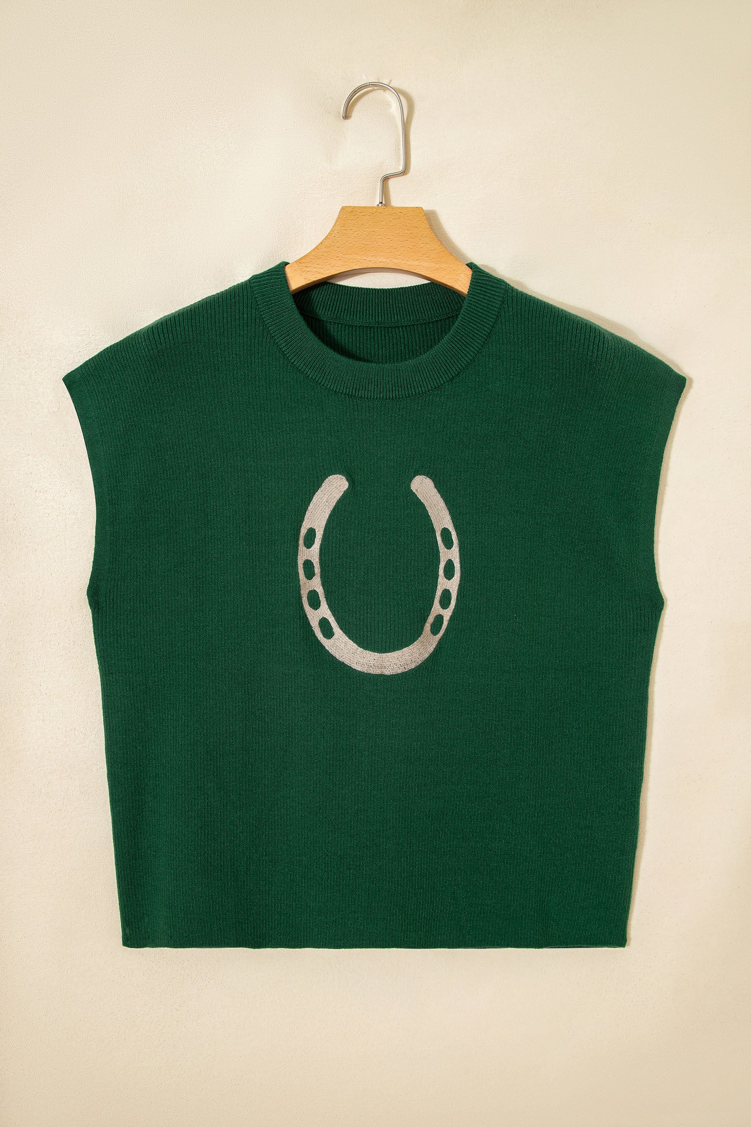 Blackish Green Horseshoe Graphic Western Short Sleeve Sweater-TOPS / DRESSES-[Adult]-[Female]-2022 Online Blue Zone Planet