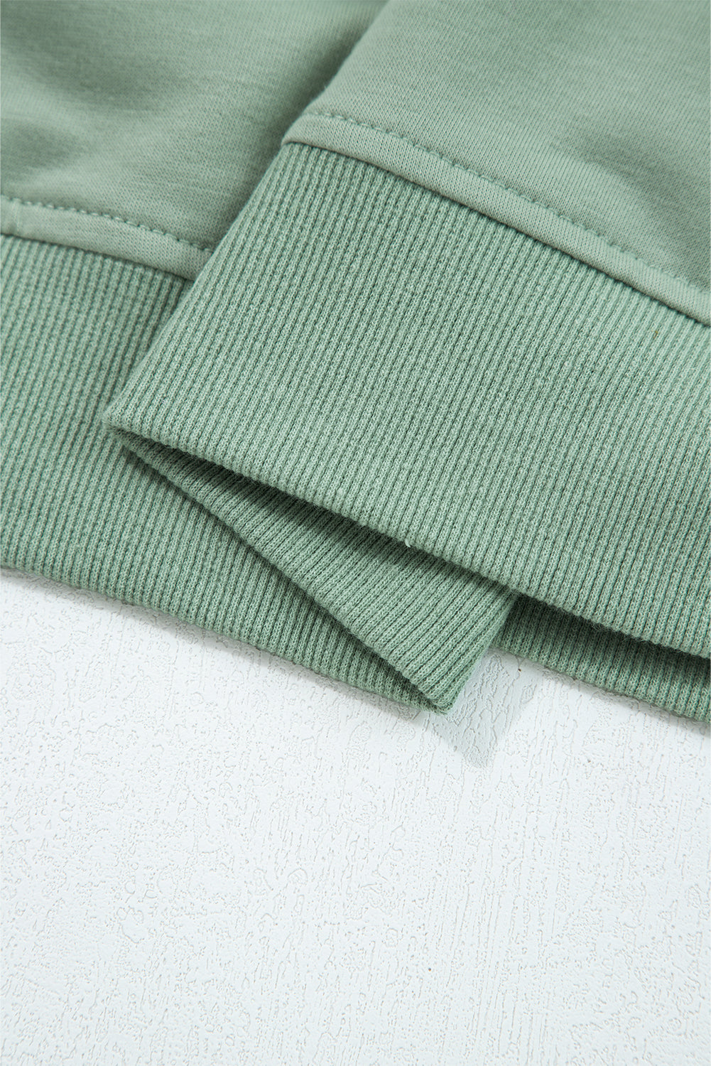 Smoke Green Raw Edge Flower Patch Drop Shoulder Casual Top-Tops/Long Sleeve Tops-[Adult]-[Female]-2022 Online Blue Zone Planet