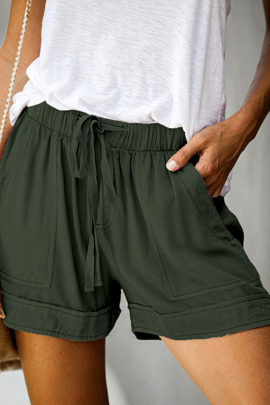 Green Strive Pocketed Tencel Shorts-Bottoms/Casual Shorts-[Adult]-[Female]-Green-XS-2022 Online Blue Zone Planet