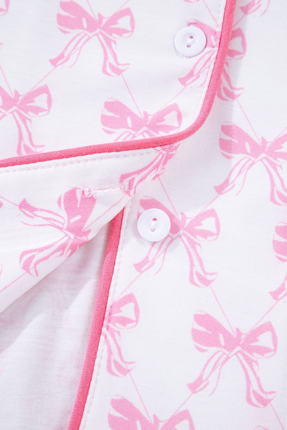 Pink Bow Print Long Sleeve Shirt and Pants Soft Pajama Set-Loungewear & Sleepwear/Sleepwear-[Adult]-[Female]-2022 Online Blue Zone Planet