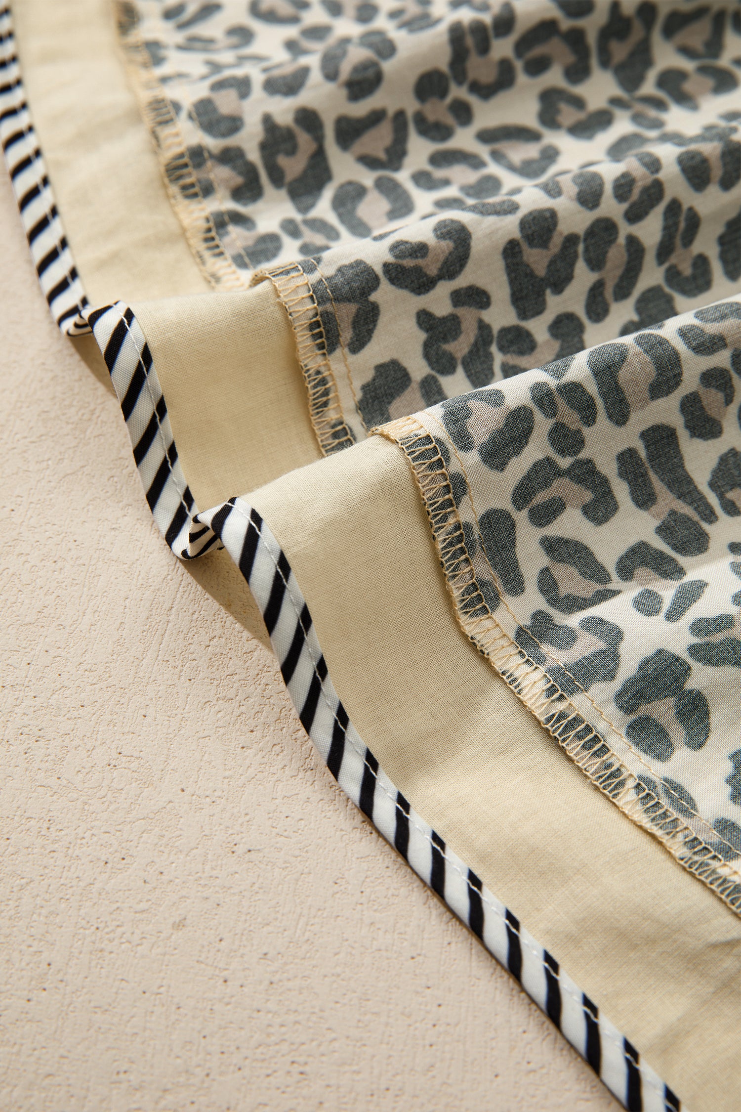 Black Leopard Print Striped Color Block Trim V Neck Bracelet Sleeve Mini Dress-TOPS / DRESSES-[Adult]-[Female]-2022 Online Blue Zone Planet