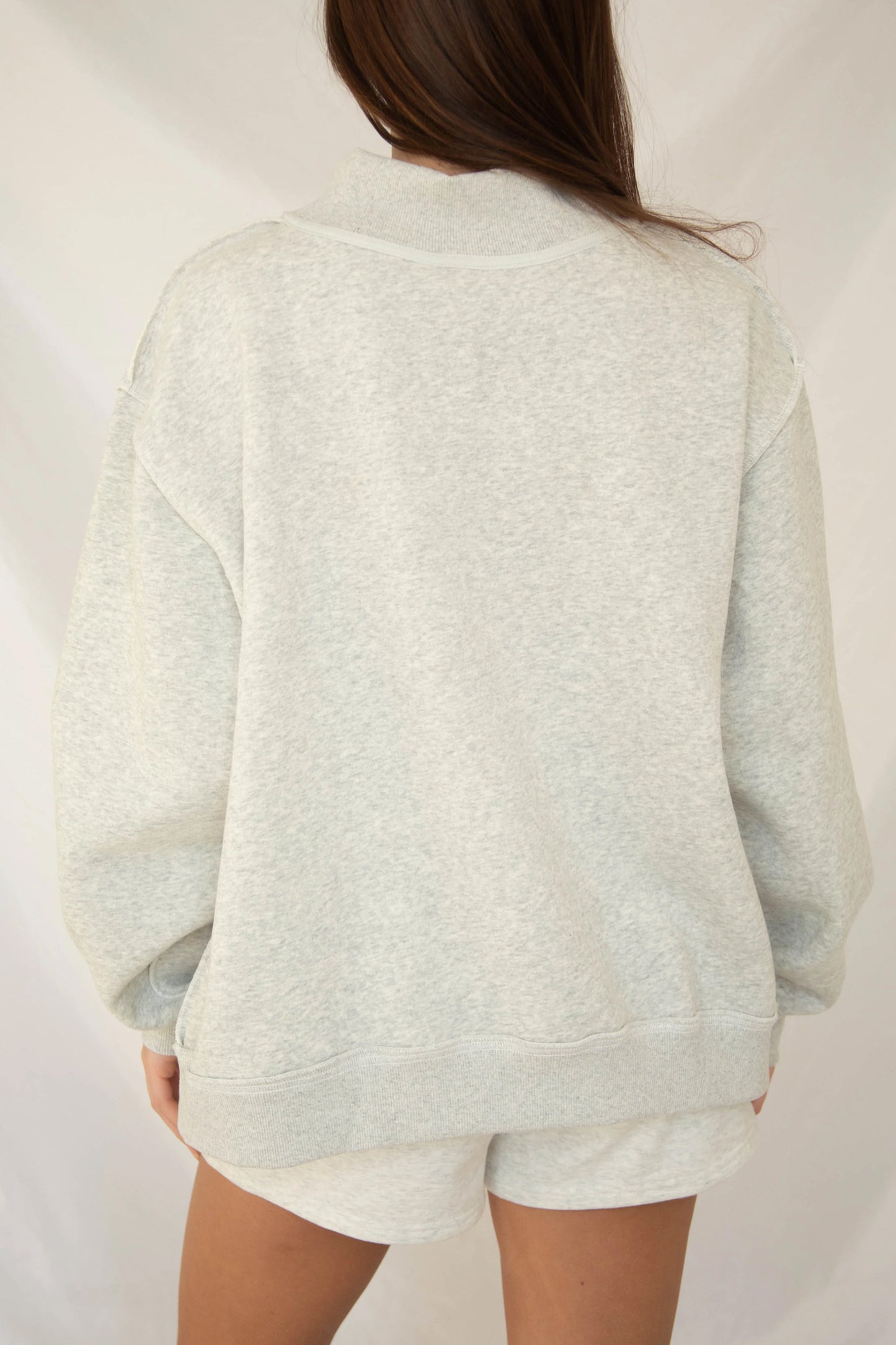 Gray High Neck Polka Dot Slogan Printed Baggy Sweatshirt-Tops/Sweatshirts & Hoodies-[Adult]-[Female]-2022 Online Blue Zone Planet