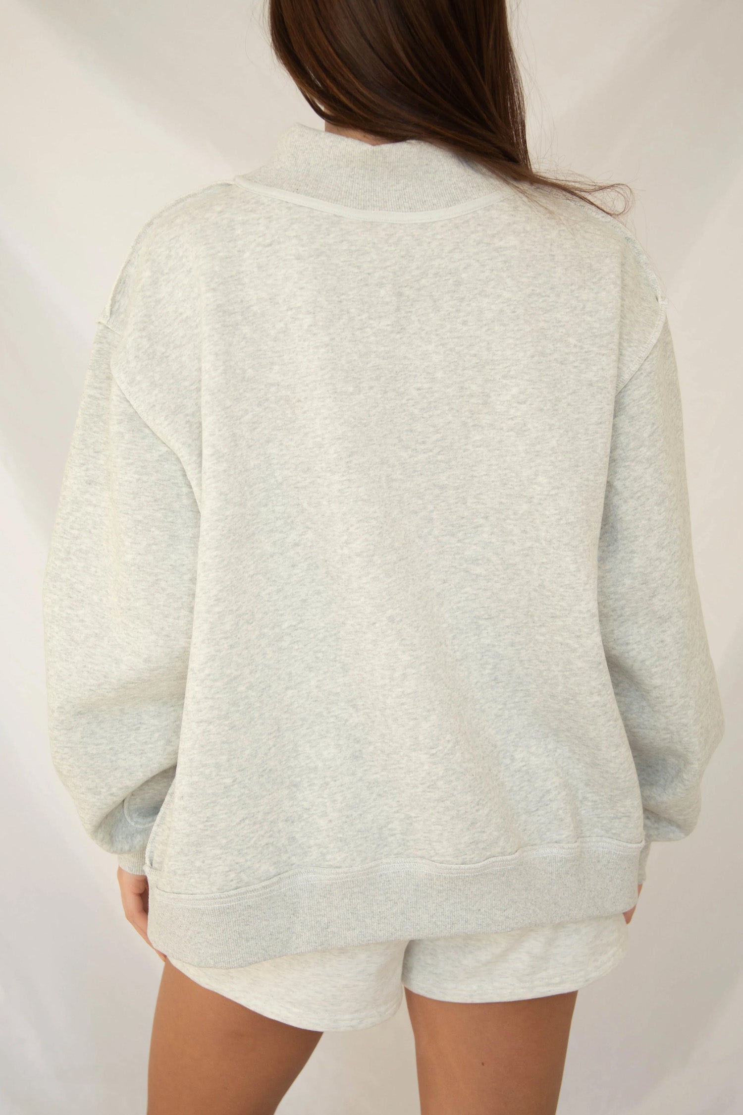 Gray High Neck Polka Dot Slogan Printed Baggy Sweatshirt-Tops/Sweatshirts & Hoodies-[Adult]-[Female]-2022 Online Blue Zone Planet