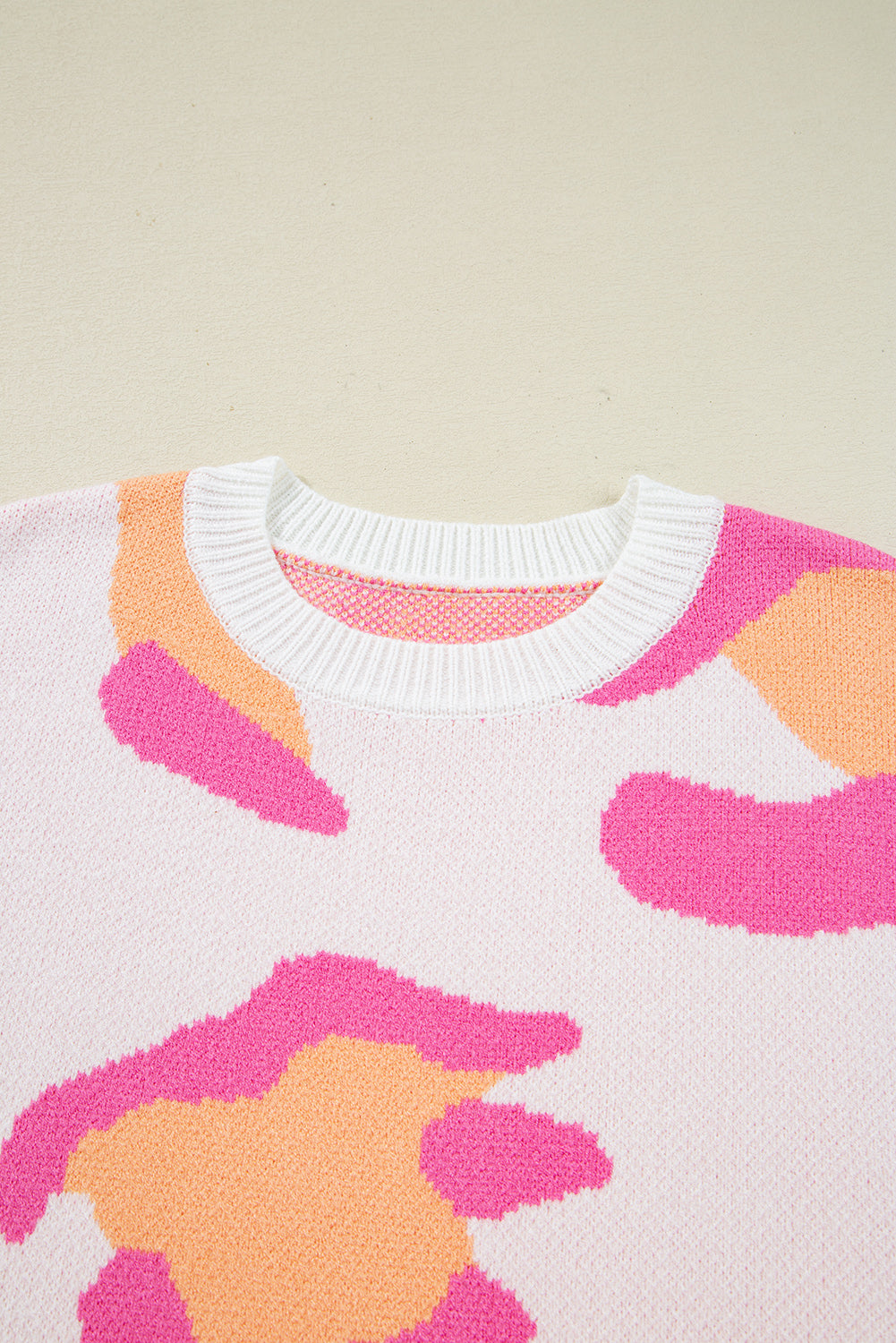 Sachet Pink Playful Leopard Print Drop Shoulder Baggy Sweater-Sweaters & Cardigans/Sweaters-[Adult]-[Female]-2022 Online Blue Zone Planet