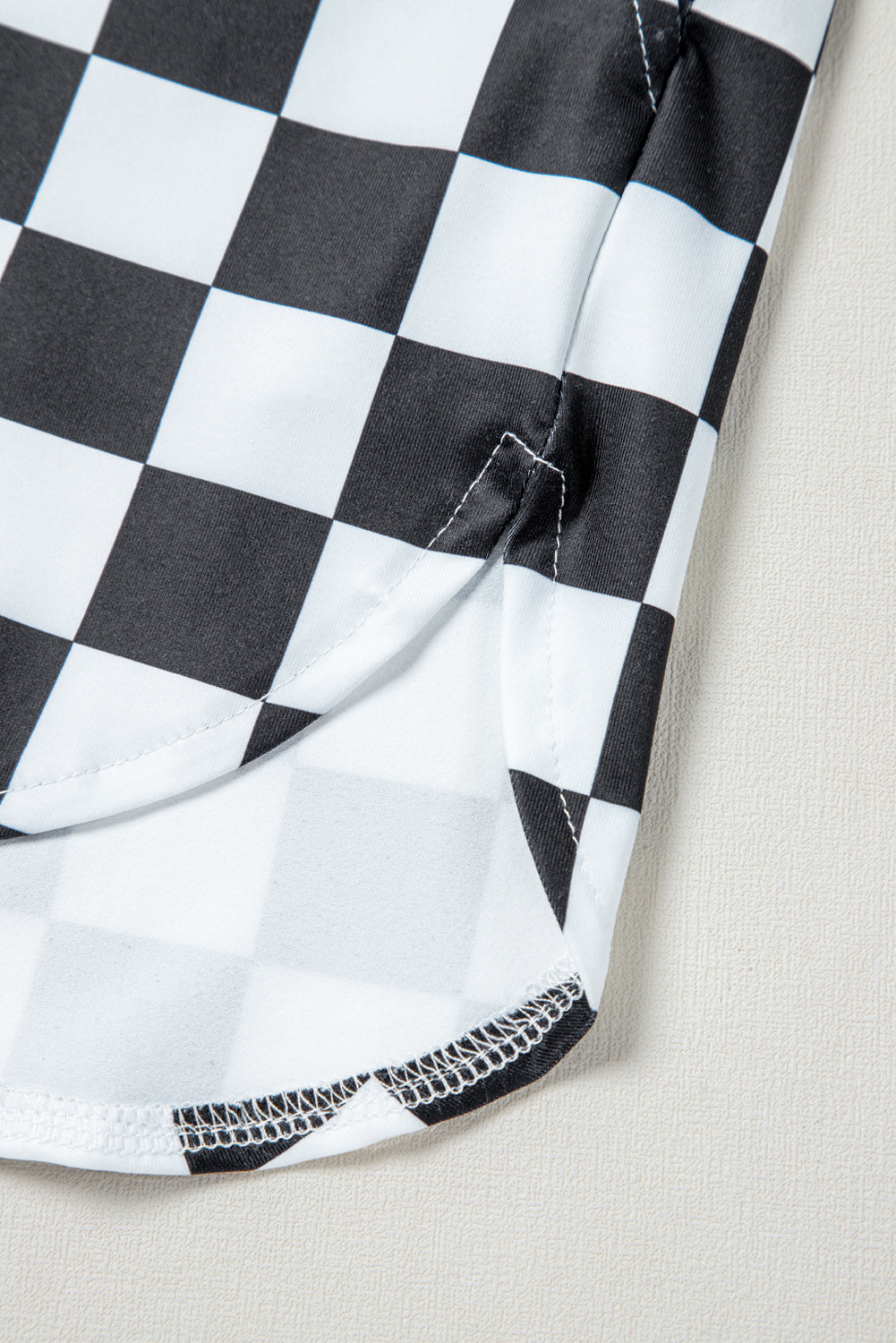 Blue Zone Planet | Black Checkered Print High Waist Casual Shorts-Bottoms/Casual Shorts-[Adult]-[Female]-2022 Online Blue Zone Planet