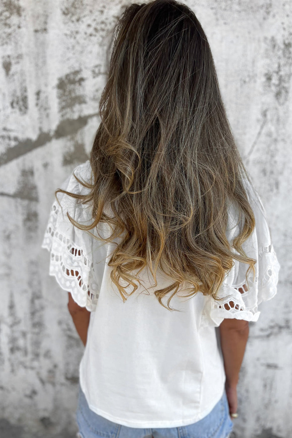 White Hollow Out Embroidered Short Sleeve O Neck Top-Tops/Tops & Tees-[Adult]-[Female]-2022 Online Blue Zone Planet