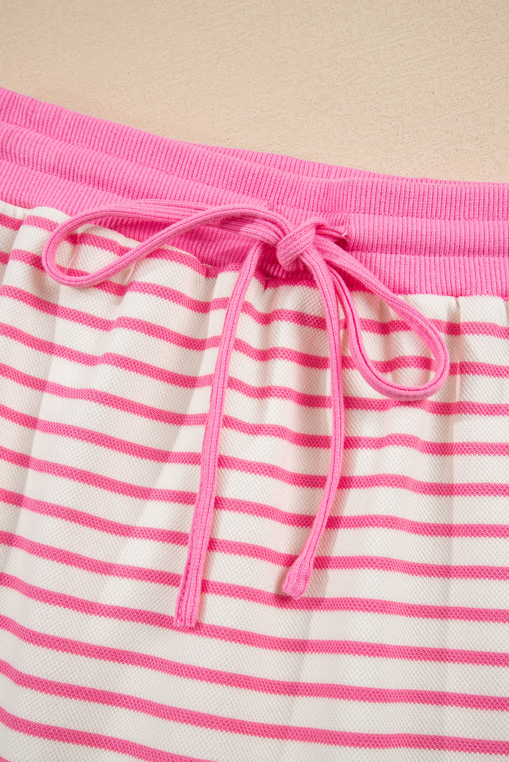 Pink Stripe Collared V Neck Drop Shoulder Pullover And Skort 2Pcs Outfit-Two Piece Sets/Two Piece Dresses-[Adult]-[Female]-2022 Online Blue Zone Planet