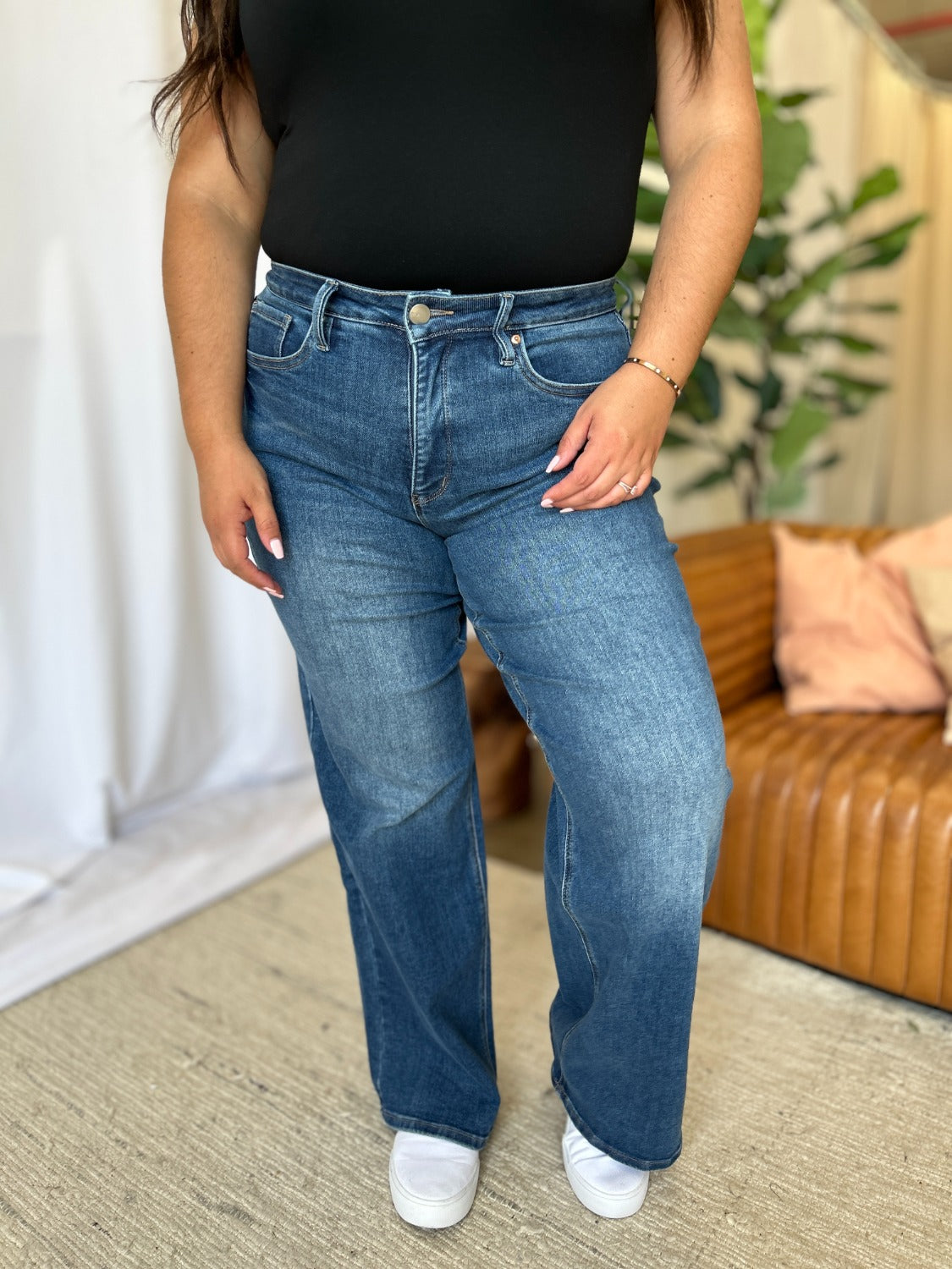 RFM Full Size High Rise Tummy Control Wide Leg Jeans-BOTTOMS SIZES SMALL MEDIUM LARGE-[Adult]-[Female]-Medium-3-2022 Online Blue Zone Planet