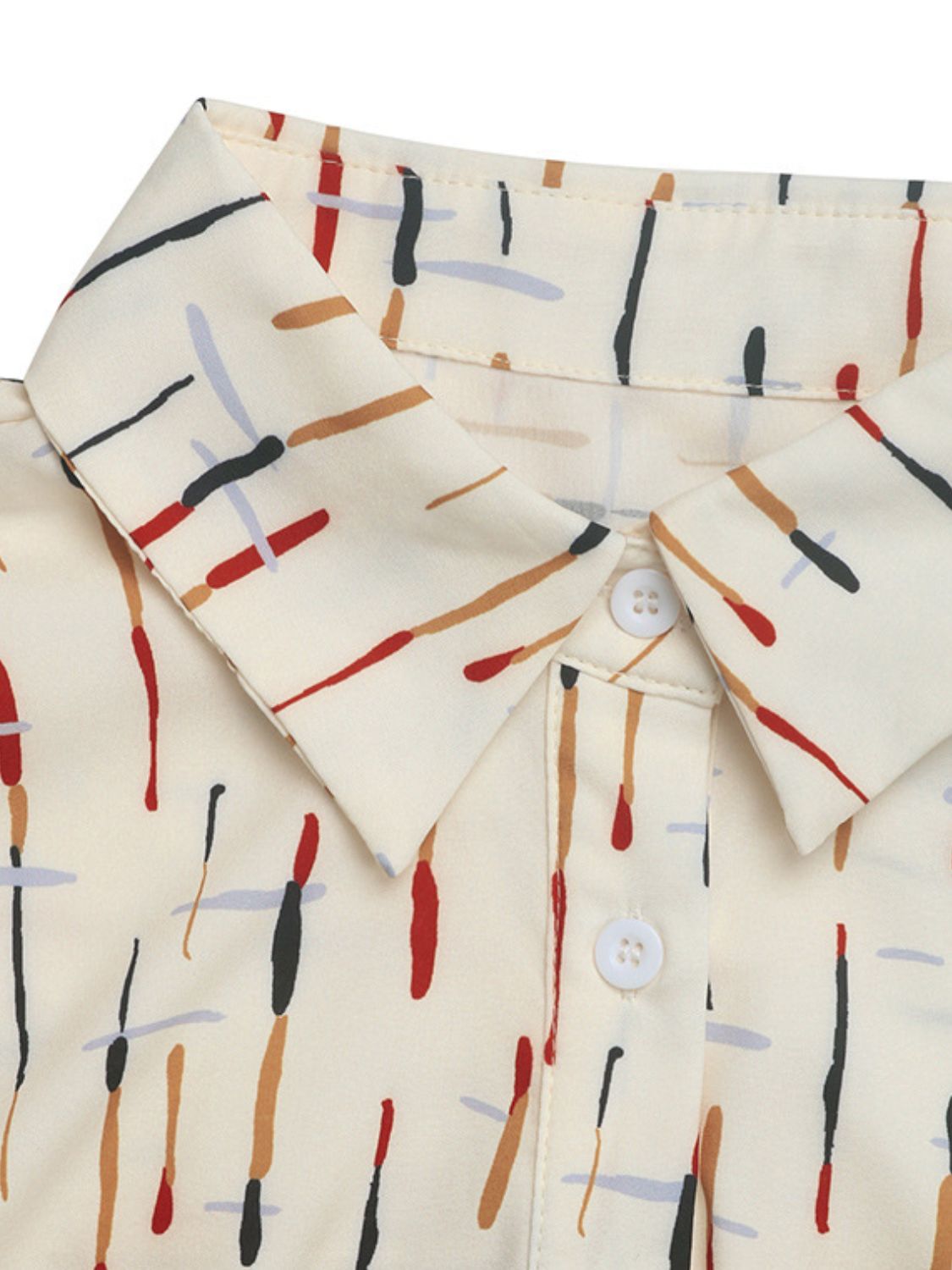 Perfee Printed Collared Neck Short Sleeve Shirt-TOPS / DRESSES-[Adult]-[Female]-2022 Online Blue Zone Planet