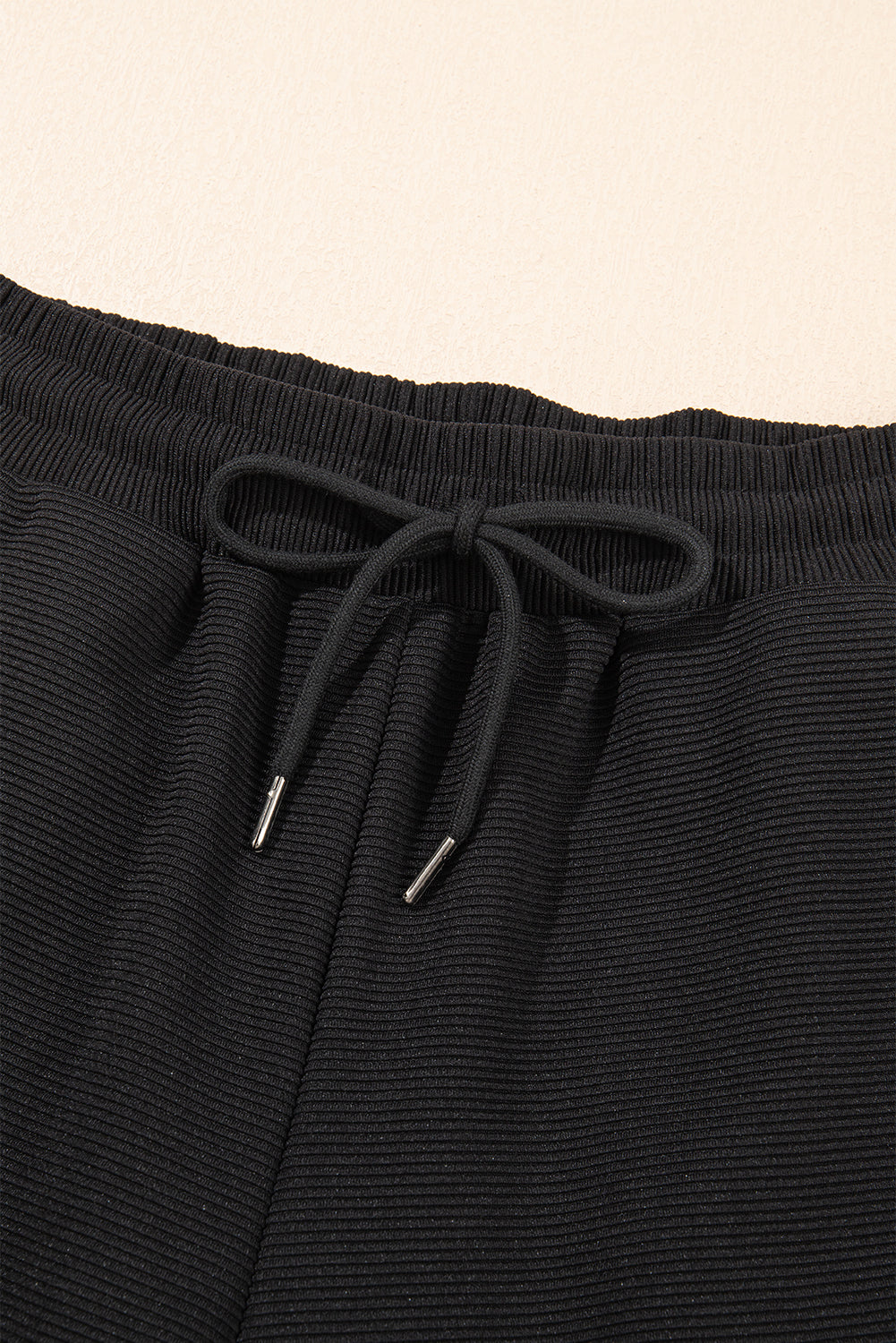 Black Textured Ruffled Sleeve Zipped Top and Wide Leg Pants Set-Two Piece Sets/Pant Sets-[Adult]-[Female]-2022 Online Blue Zone Planet