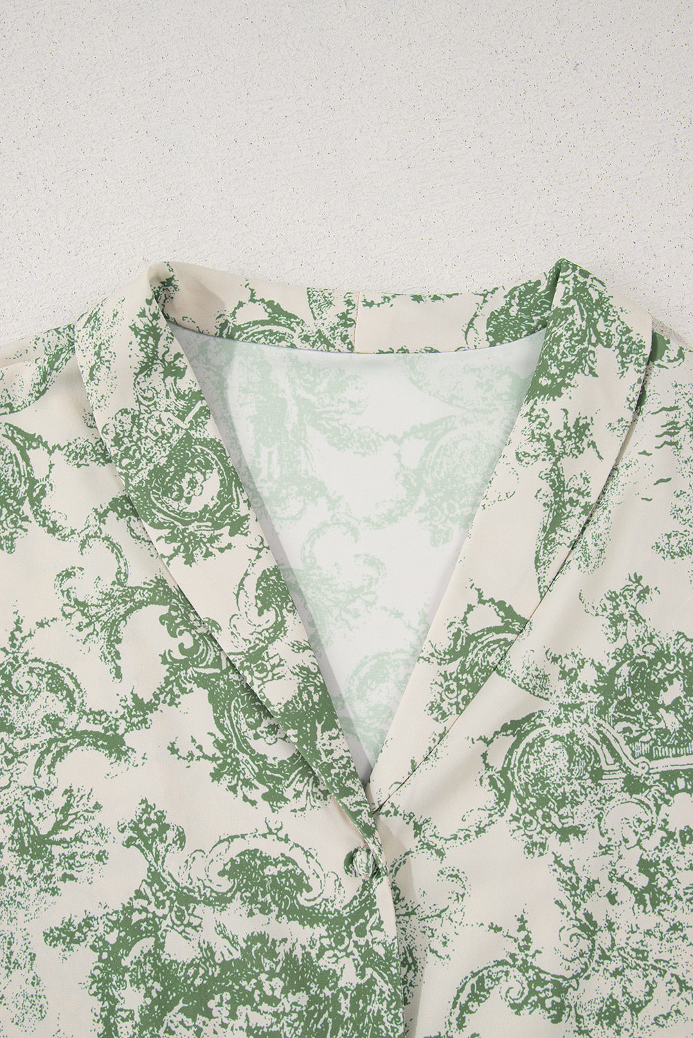 Green Landscape Print Tied 3/4 Sleeve Shirt with Sash-Tops/Blouses & Shirts-[Adult]-[Female]-2022 Online Blue Zone Planet