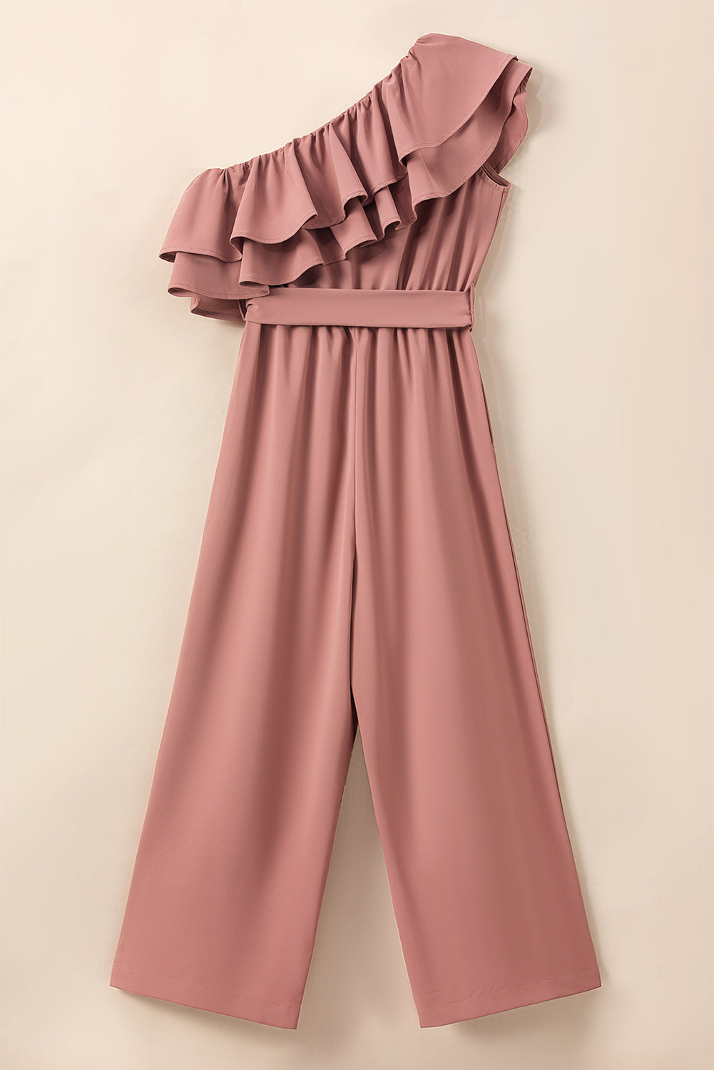 Ruffled Tied One-Shoulder Jumpsuit-TOPS / DRESSES-[Adult]-[Female]-2022 Online Blue Zone Planet