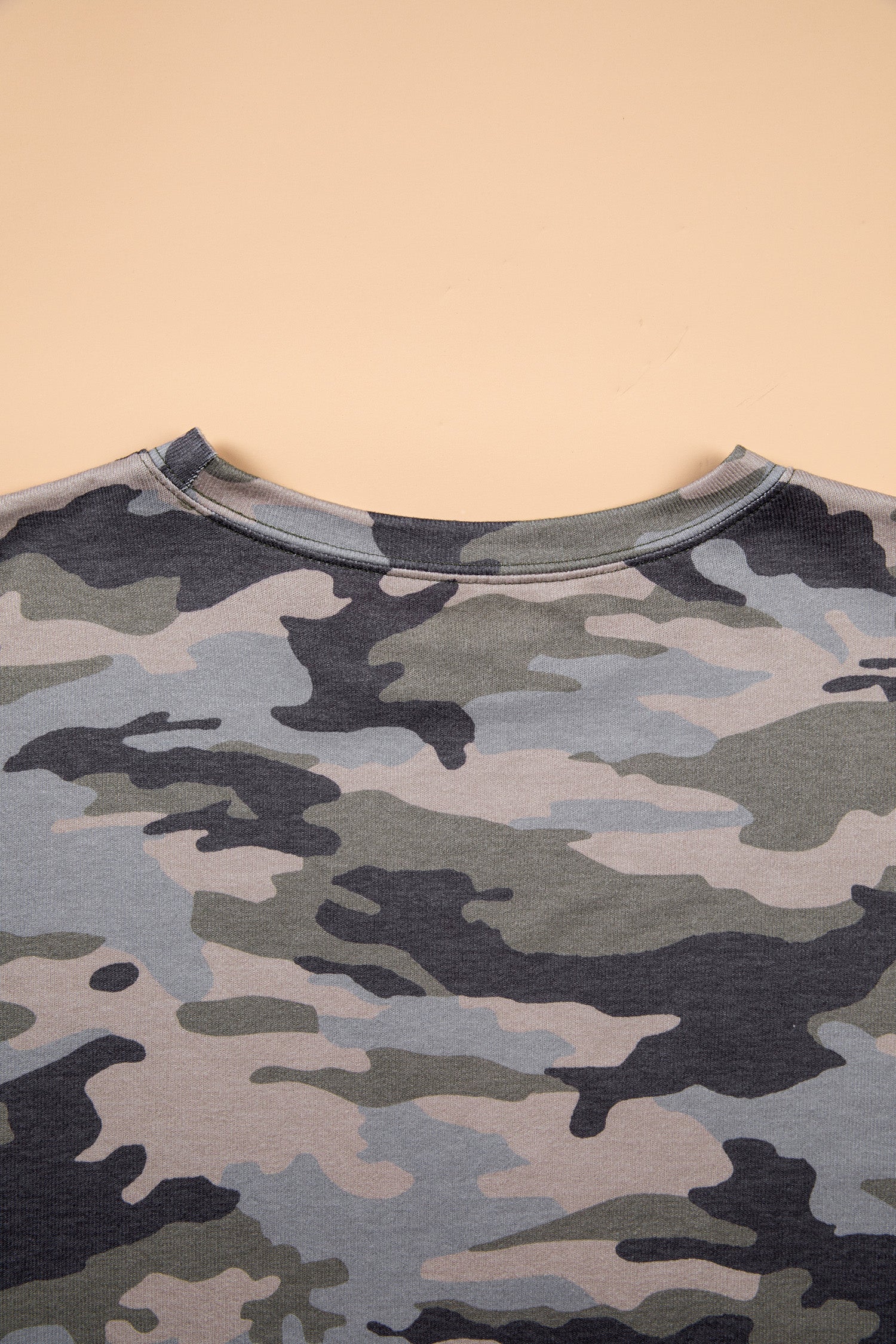 Green Camo Print Long Sleeve Plus Size Blouse-Plus Size/Plus Size Tops/Plus Size Long Sleeve Tops-[Adult]-[Female]-2022 Online Blue Zone Planet