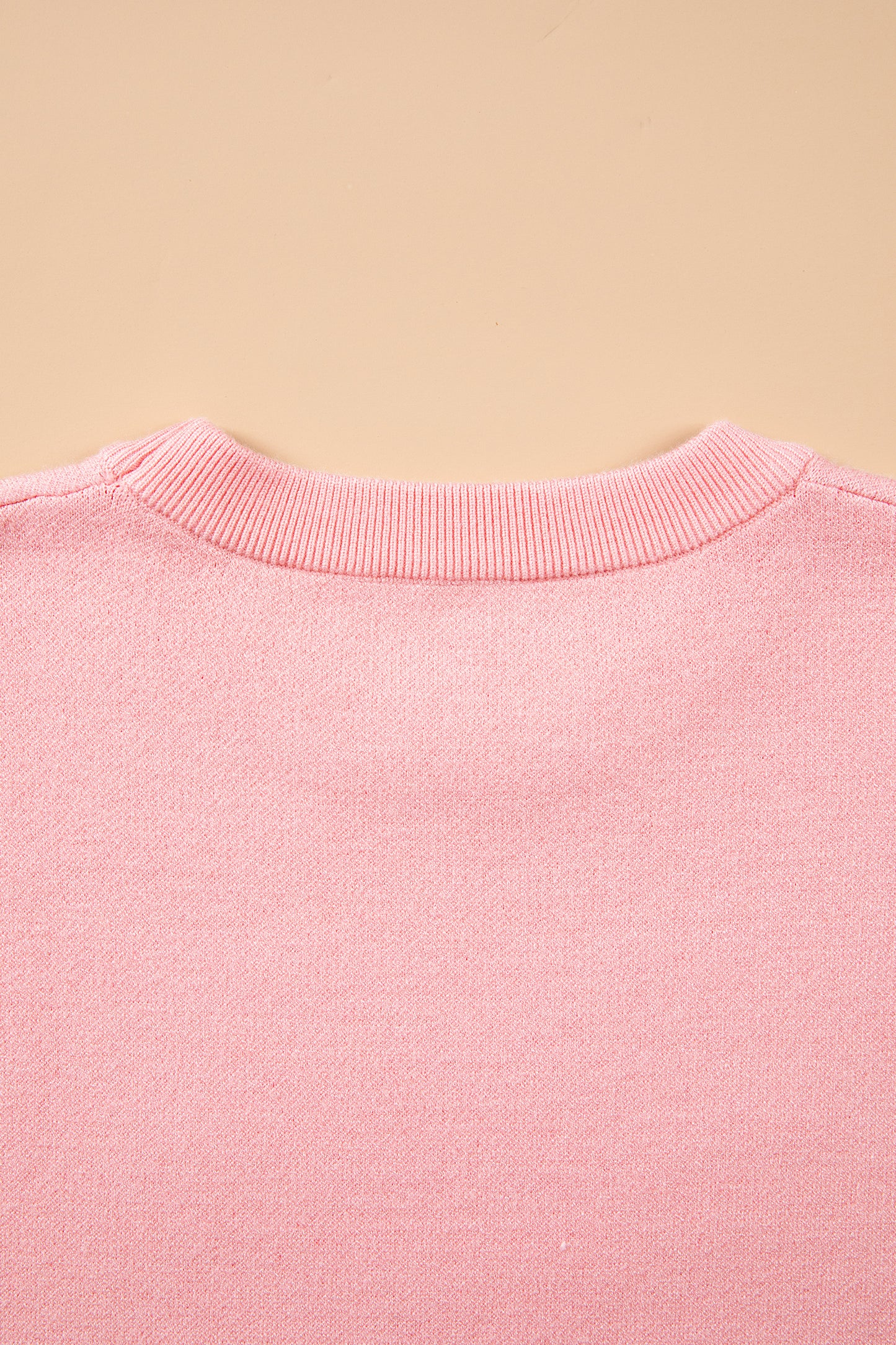 Gossamer Pink Drop Shoulder Round Neck Towel Embroidery Slogan Pullover Sweater-TOPS / DRESSES-[Adult]-[Female]-2022 Online Blue Zone Planet