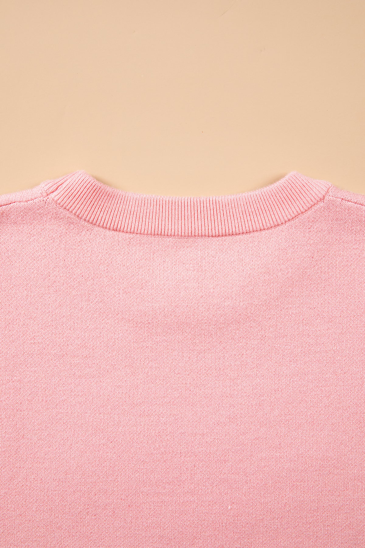 Gossamer Pink Drop Shoulder Round Neck Towel Embroidery Slogan Pullover Sweater-TOPS / DRESSES-[Adult]-[Female]-2022 Online Blue Zone Planet