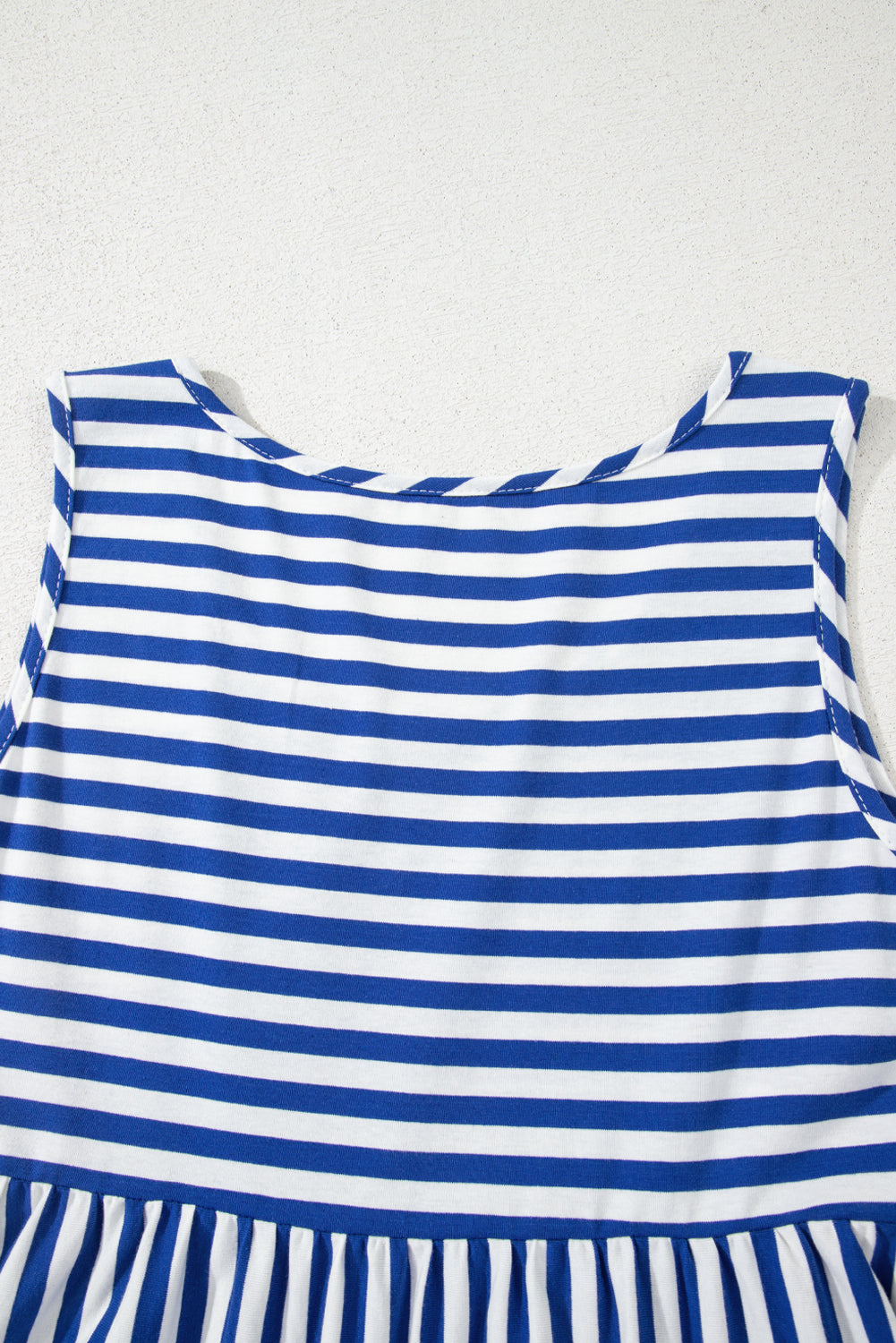 Sky Blue Stripe U Neck Sleeveless Loose Fit Mini Dress-TOPS / DRESSES-[Adult]-[Female]-2022 Online Blue Zone Planet