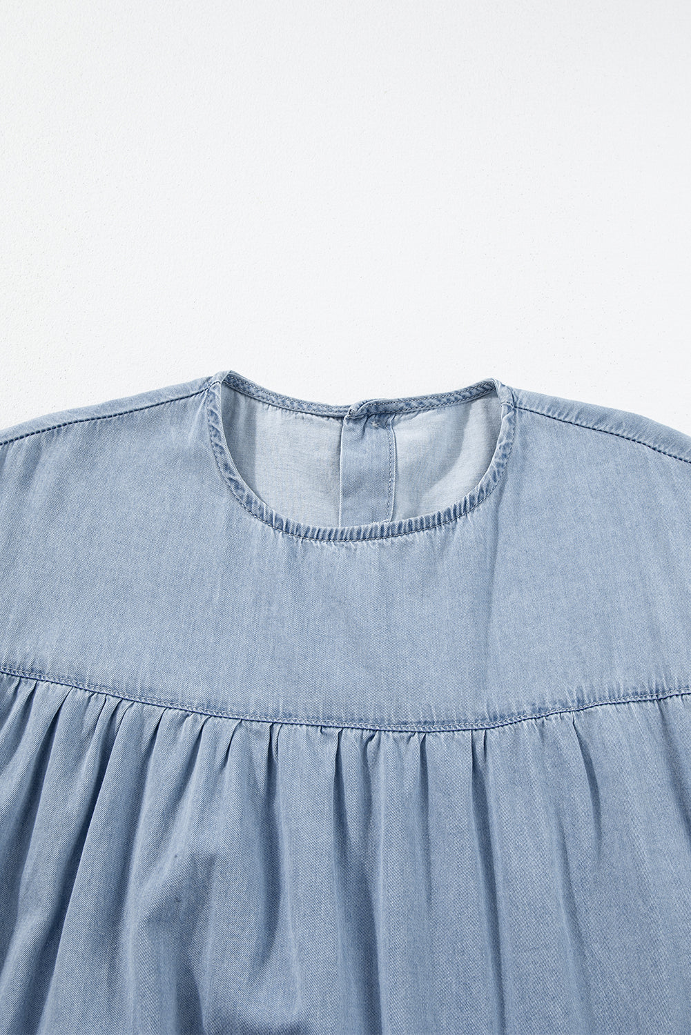 Blue Zone Planet | Beau Blue Ruffle Short Sleeve Tiered A-line Denim Dress-TOPS / DRESSES-[Adult]-[Female]-2022 Online Blue Zone Planet