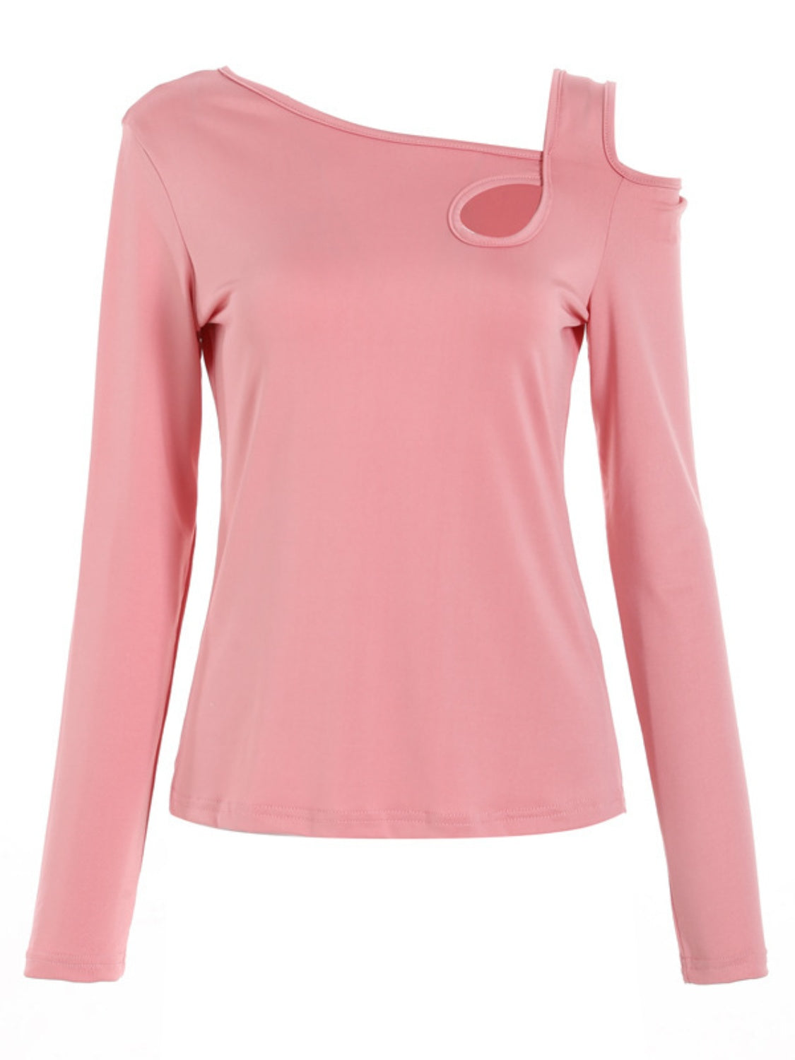 Cutout Asymmetrical Neck Long Sleeve T-Shirt-TOPS / DRESSES-[Adult]-[Female]-2022 Online Blue Zone Planet