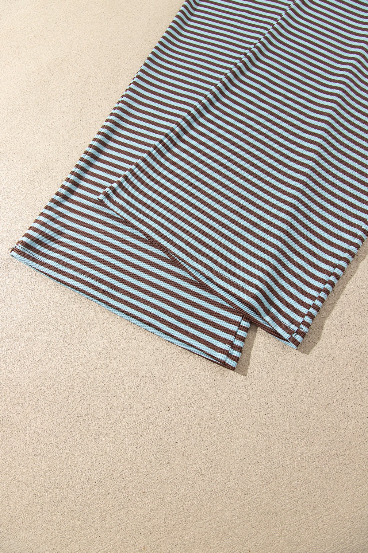 Brown Stripe Drop Shoulder Loose Top and Pants Two Piece Set-Two Piece Sets/Pant Sets-[Adult]-[Female]-2022 Online Blue Zone Planet