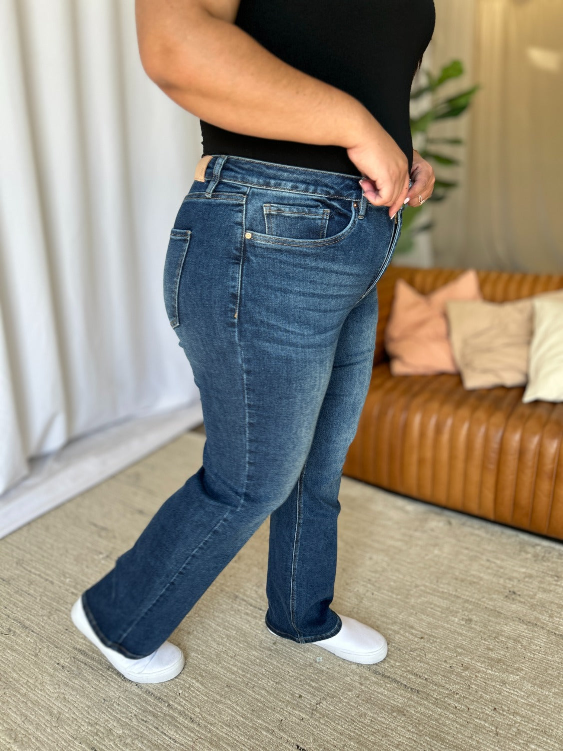 RFM Full Size High Rise Straight Tummy Control Jeans-BOTTOMS SIZES SMALL MEDIUM LARGE-[Adult]-[Female]-2022 Online Blue Zone Planet